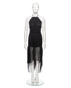 Jean Paul Gaultier Black Stretch Mesh Mini Dress with Silk Underlay, SS 2001