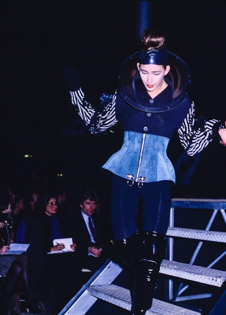 Jean Paul Gaultier black suede zip up corset fw 1987 at 1stDibs