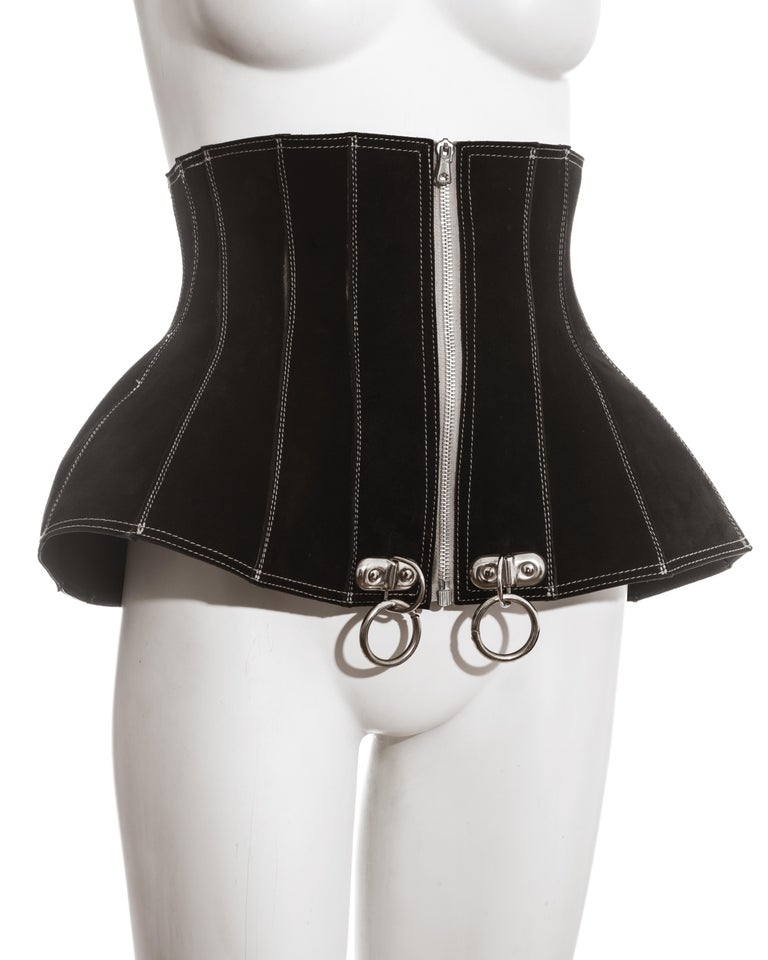 black zip up corset top