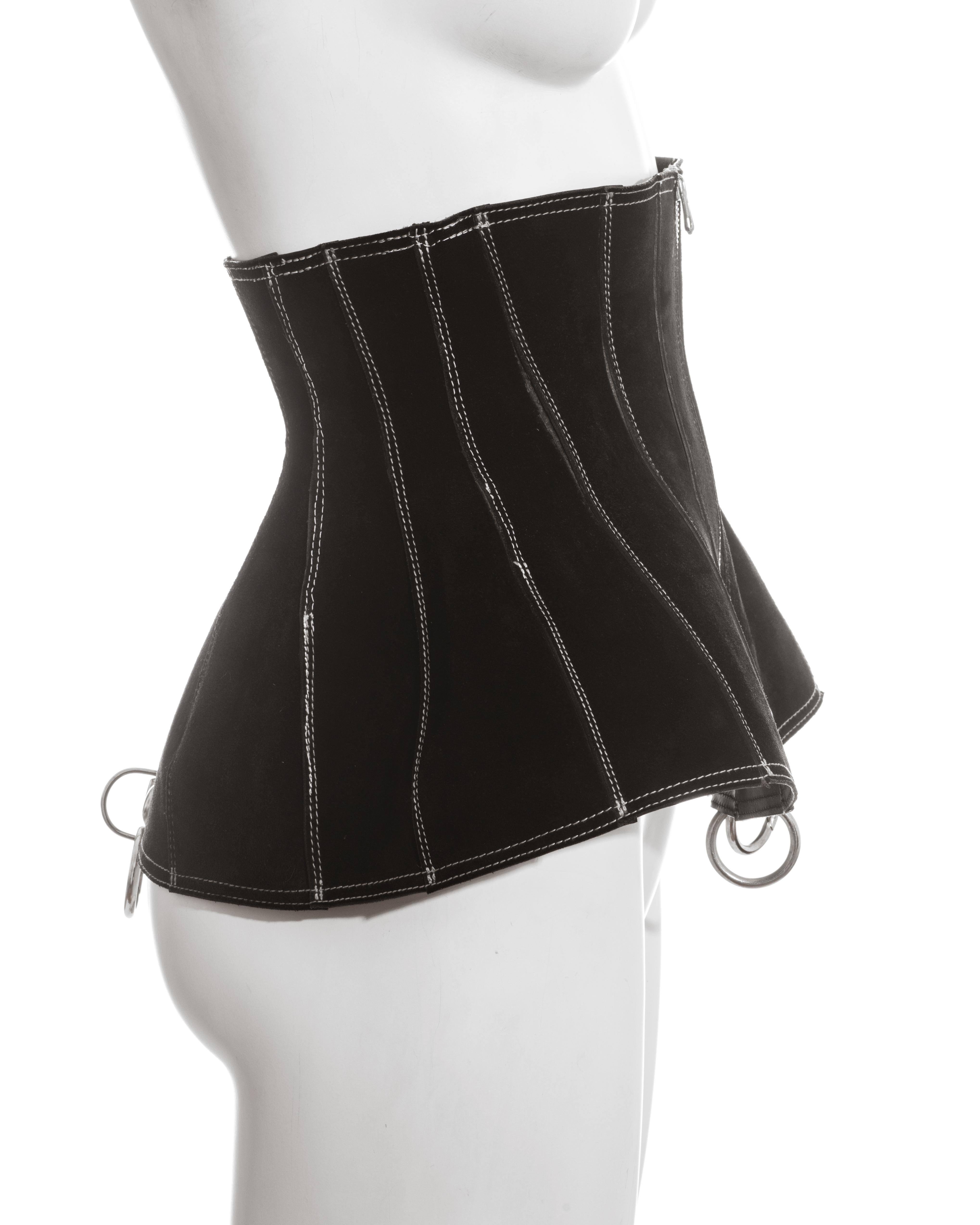 Jean Paul Gaultier black suede zip up corset, fw 1987 In Good Condition In London, GB