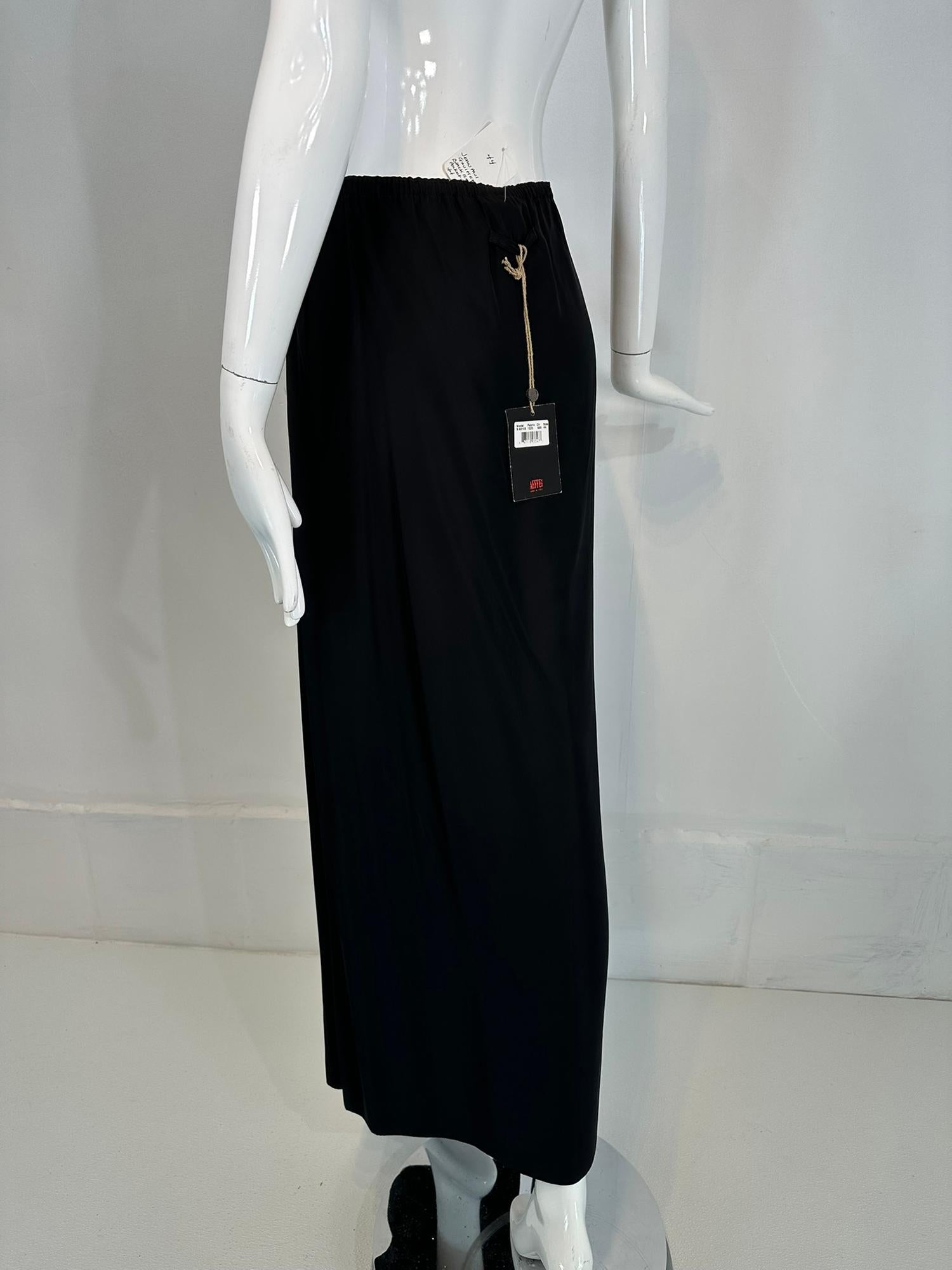 Jean Paul Gaultier Black Taffeta Hip Front Patch Pocket Maxi Skirt NWT 10 For Sale 6