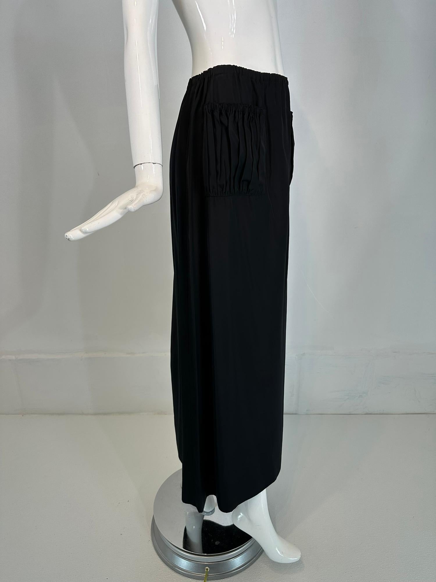 Jean Paul Gaultier Black Taffeta Hip Front Patch Pocket Maxi Skirt NWT 10 en vente 1