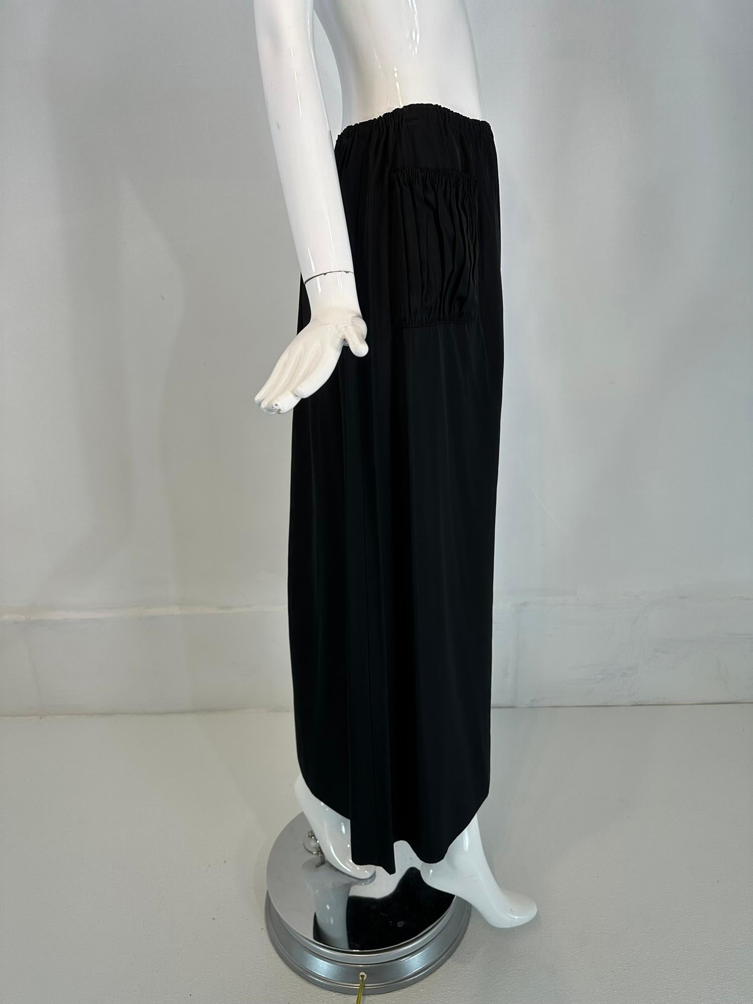 Jean Paul Gaultier Black Taffeta Hip Front Patch Pocket Maxi Skirt NWT 10 For Sale 2