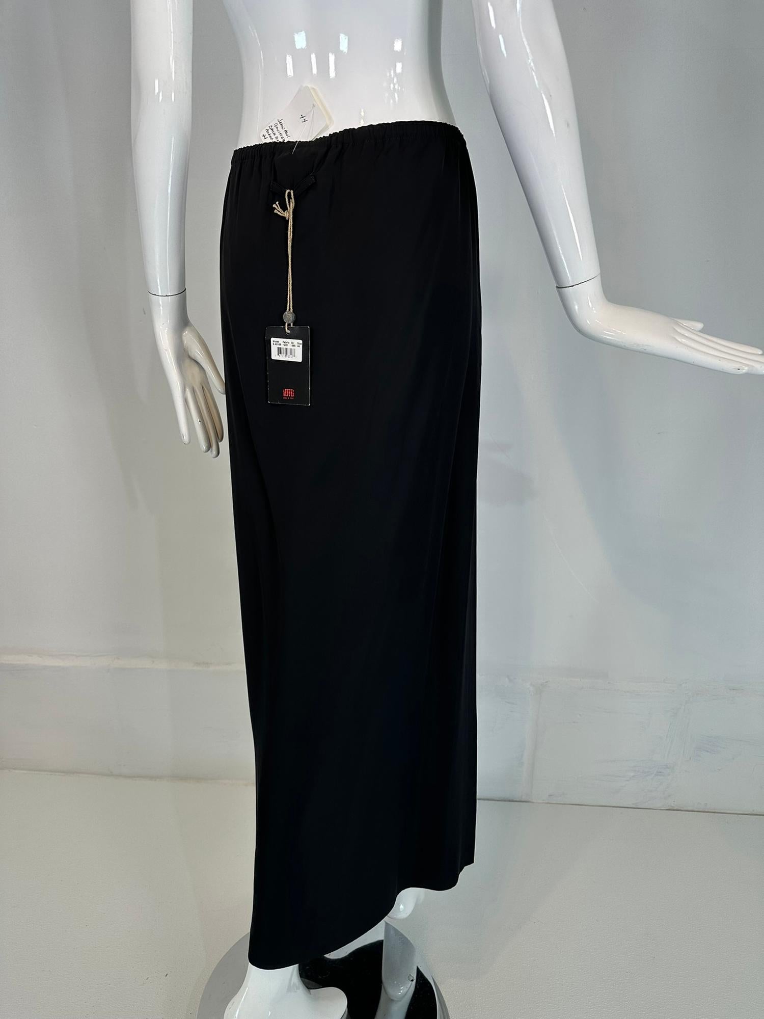 Jean Paul Gaultier Black Taffeta Hip Front Patch Pocket Maxi Skirt NWT 10 en vente 3