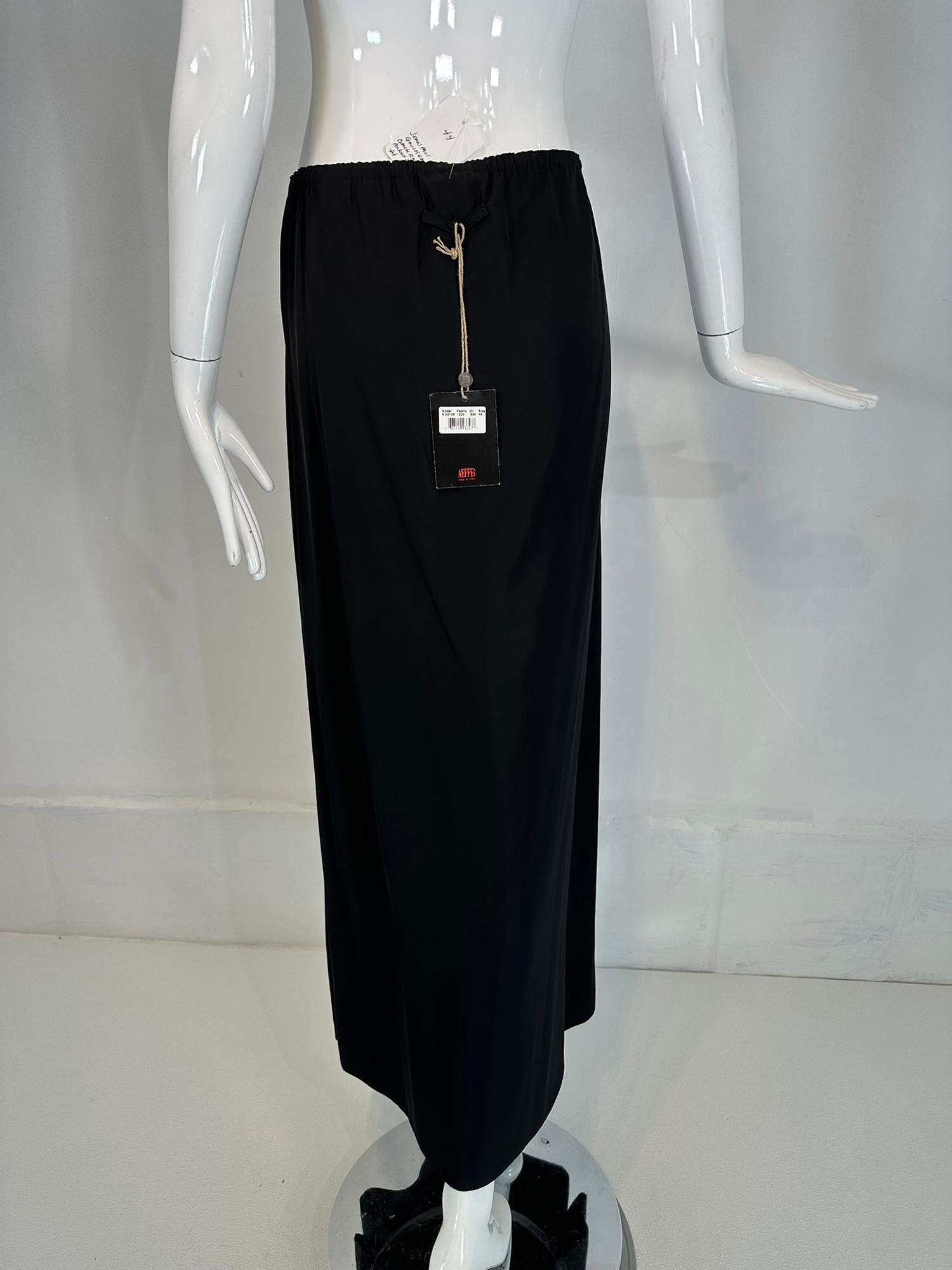 Jean Paul Gaultier Black Taffeta Hip Front Patch Pocket Maxi Skirt NWT 10 For Sale 4
