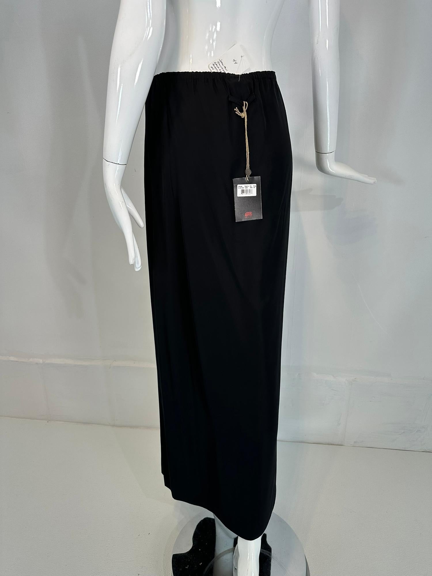 Jean Paul Gaultier Black Taffeta Hip Front Patch Pocket Maxi Skirt NWT 10 en vente 5