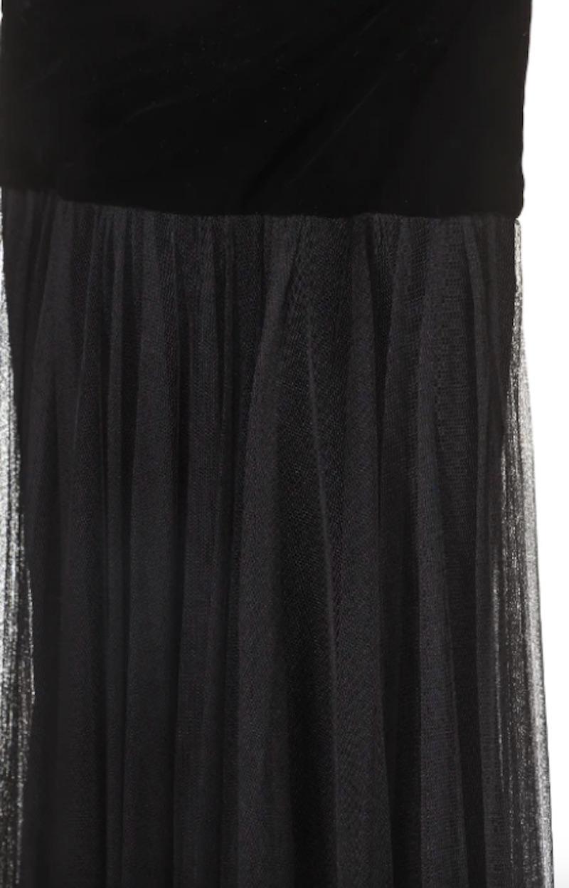 Jean Paul Gaultier Black Tulle Skirt/Dress with Velvet Details In Excellent Condition For Sale In New York, NY