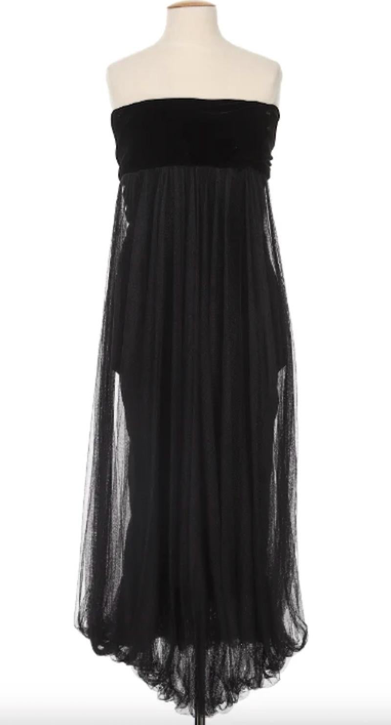 Jean Paul Gaultier Black Tulle Skirt/Dress with Velvet Details For Sale 1