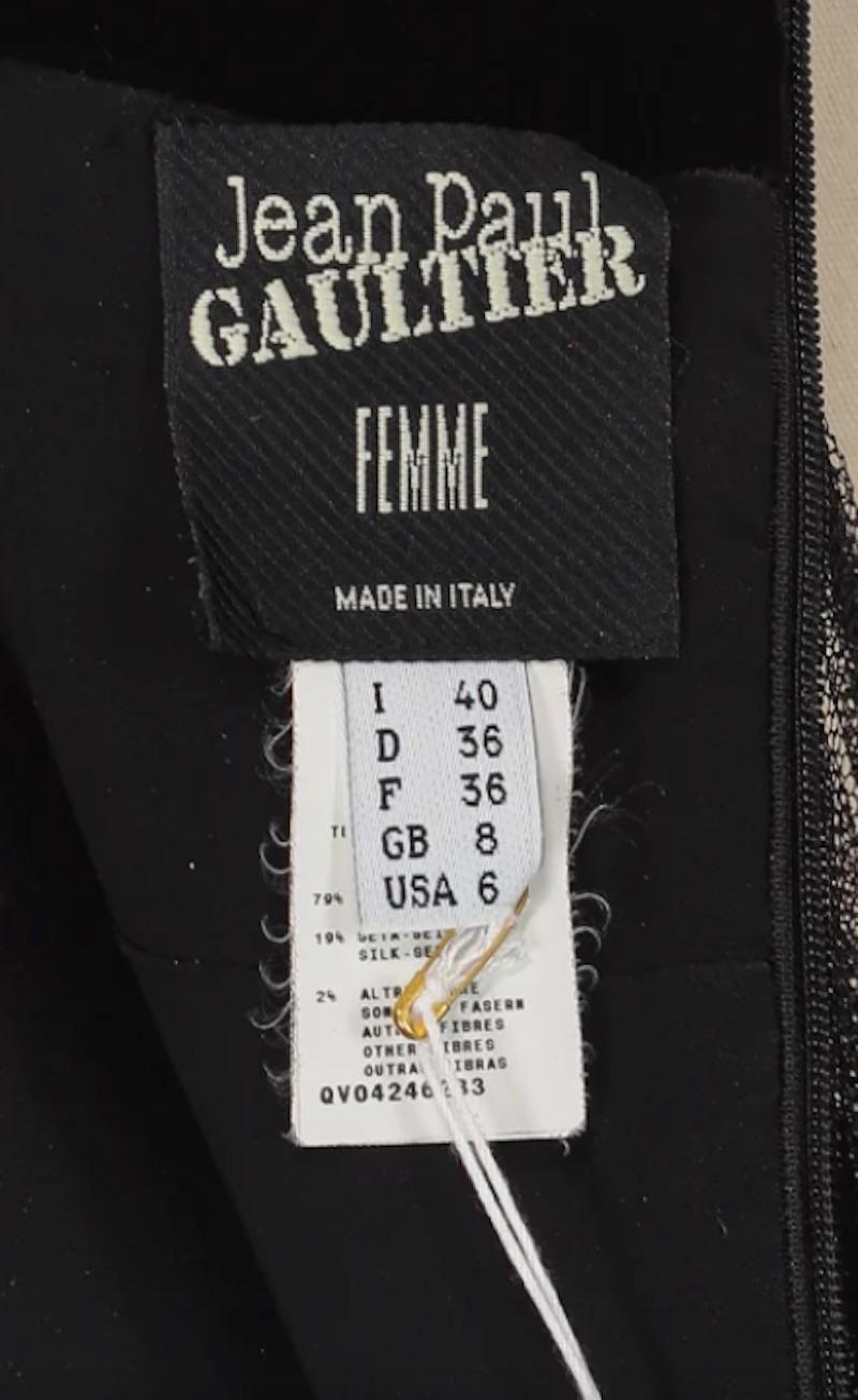 Jean Paul Gaultier Jupe/robe en tulle noir avec détails en velours en vente 1