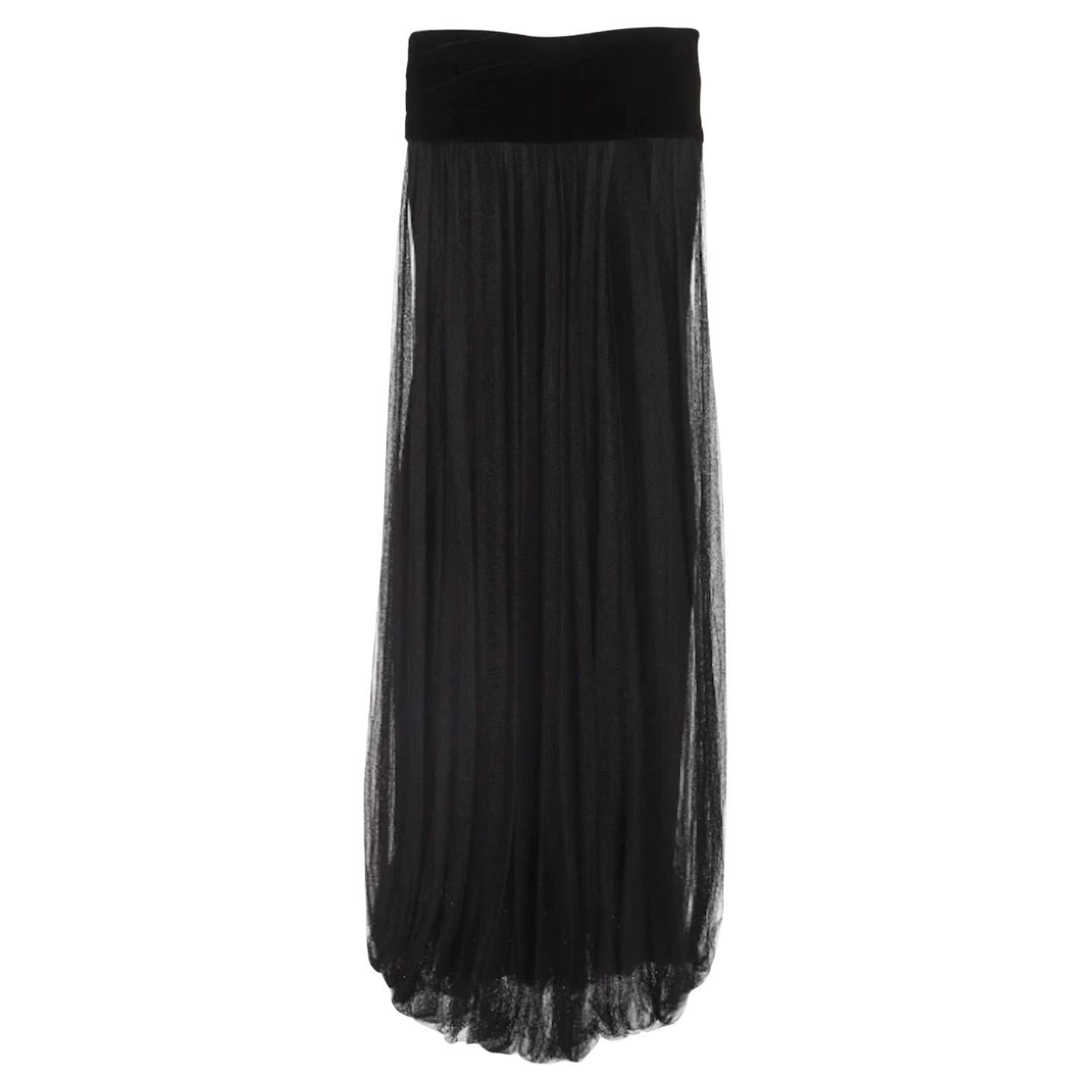 Jean Paul Gaultier Black Tulle Skirt/Dress with Velvet Details For Sale