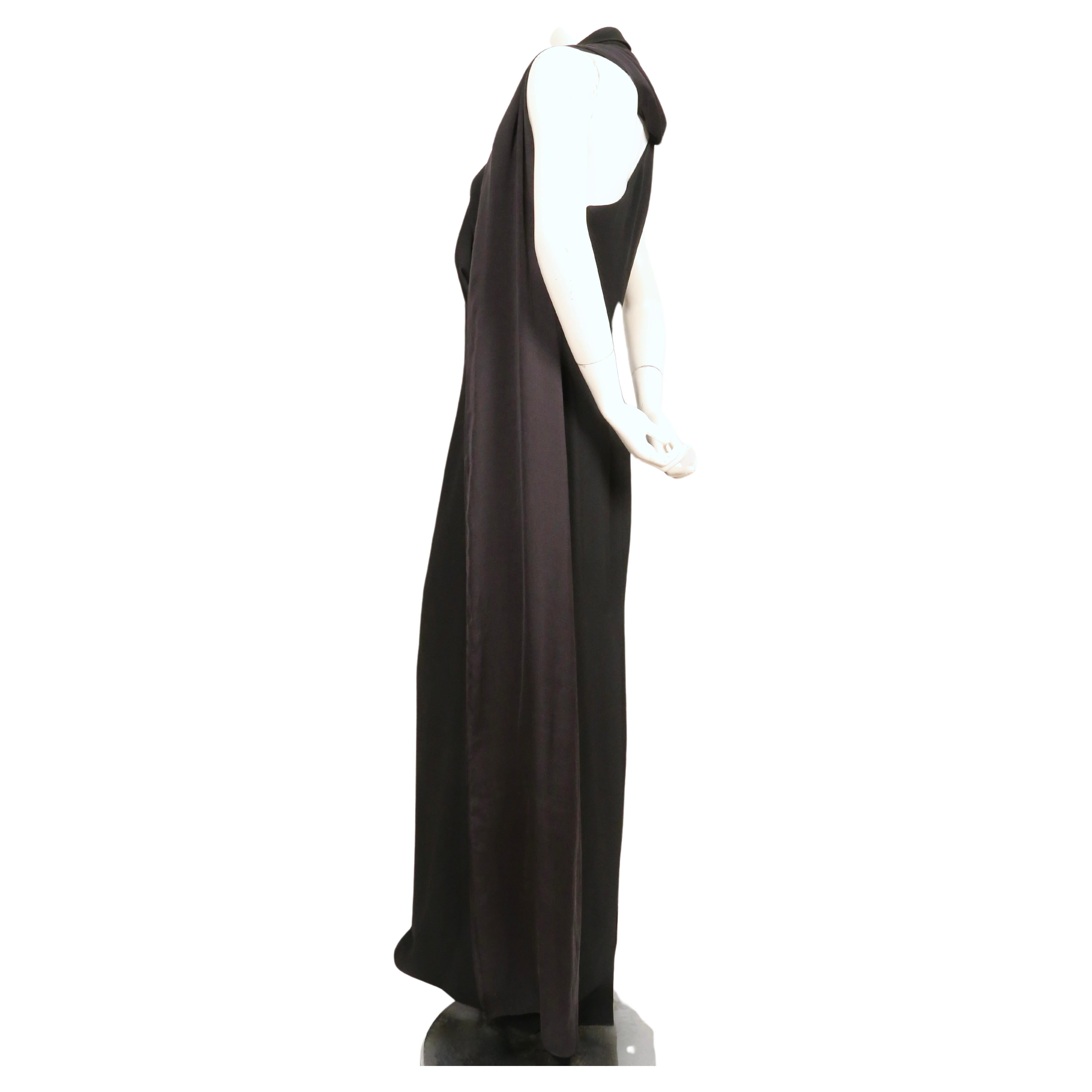 Women's or Men's JEAN PAUL GAULTIER black tuxedo gown with draped silk scarf For Sale