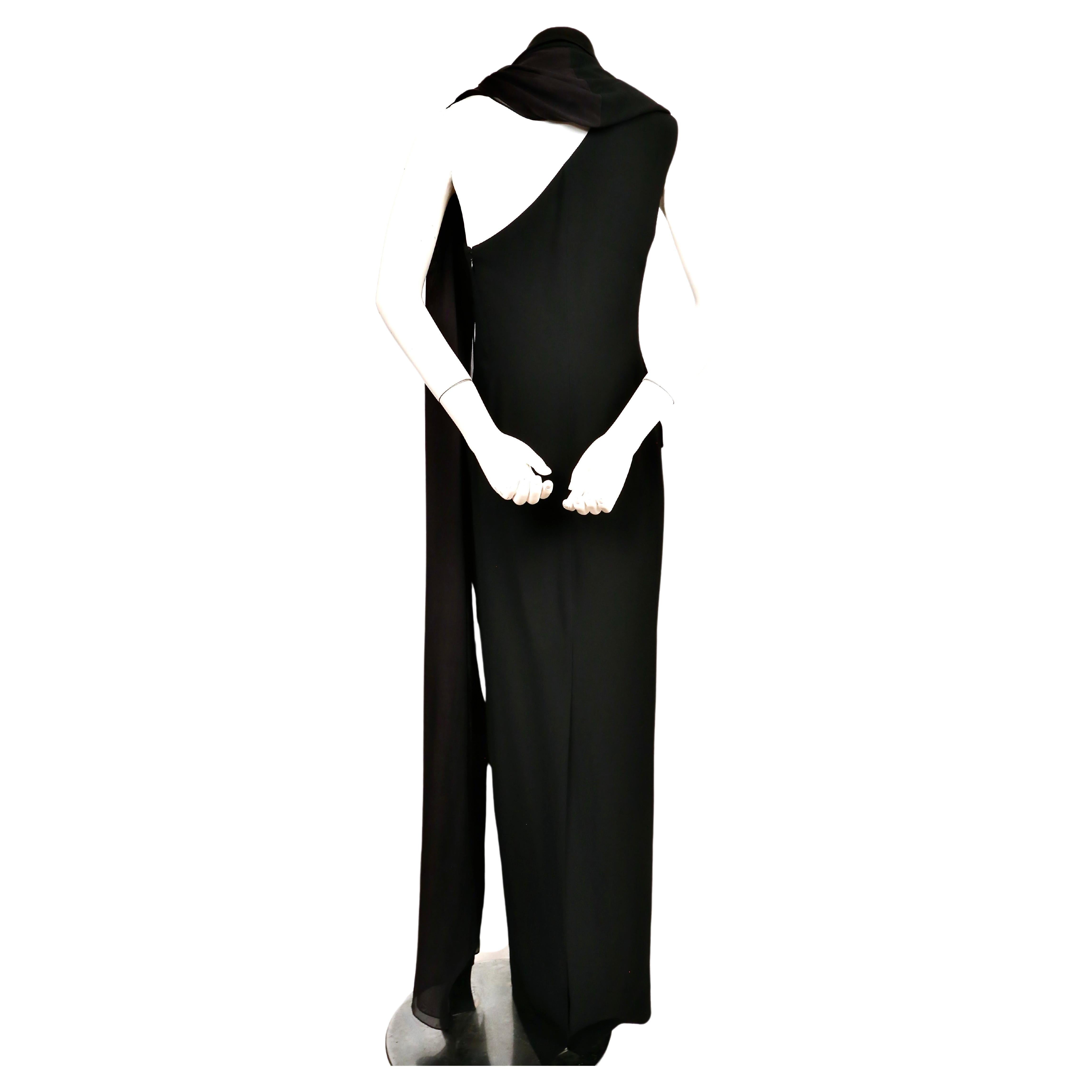 JEAN PAUL GAULTIER black tuxedo gown with draped silk scarf For Sale 2
