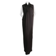 JEAN PAUL GAULTIER black tuxedo gown with draped silk scarf