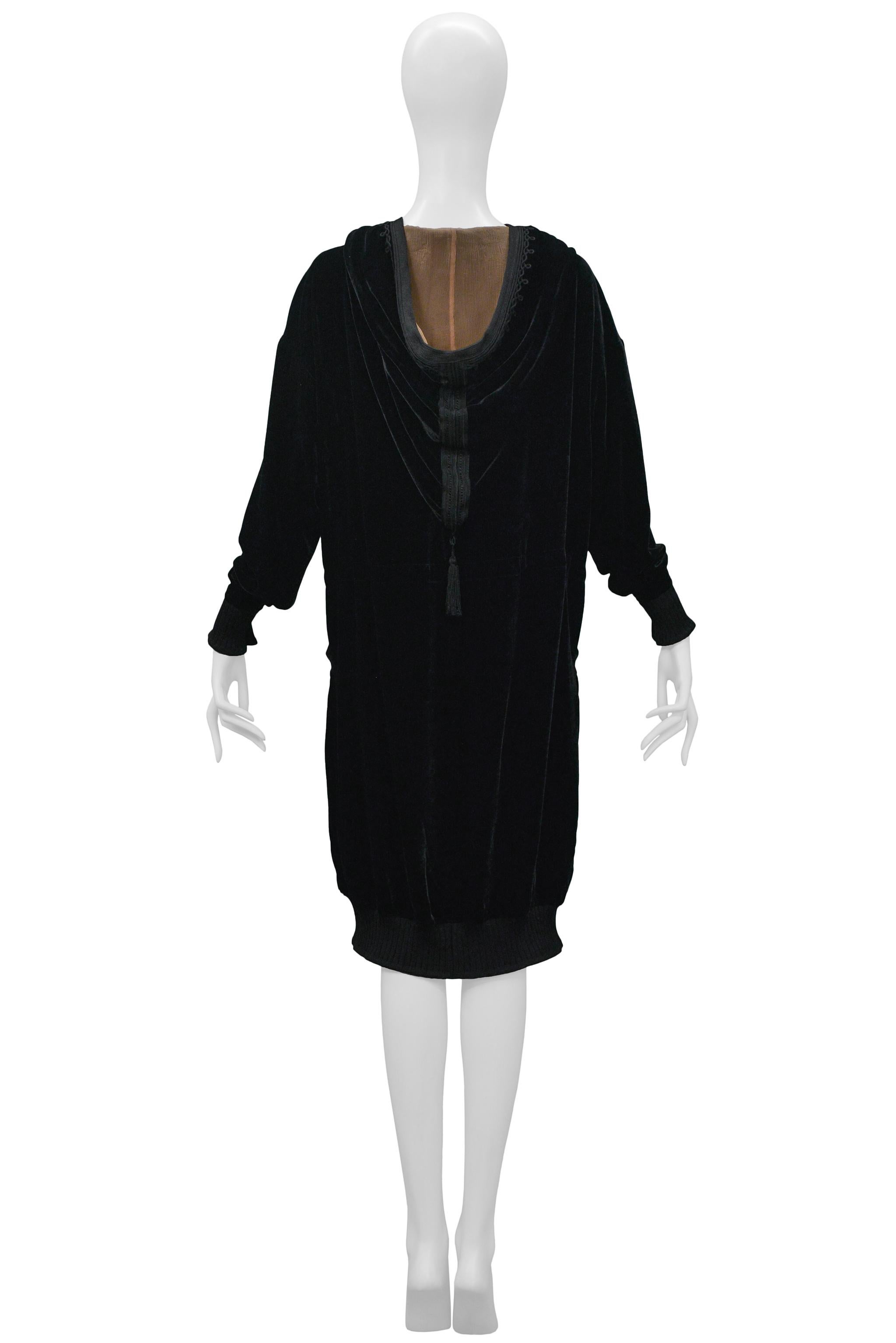 Jean Paul Gaultier Black Velvet Hoodie Tunic Dress 2010 For Sale 5