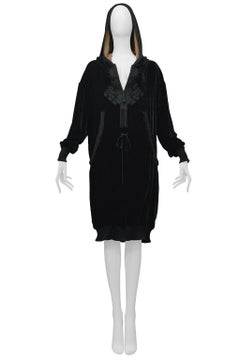 Jean Paul Gaultier Black Velvet Hoodie Tunic Dress 2010