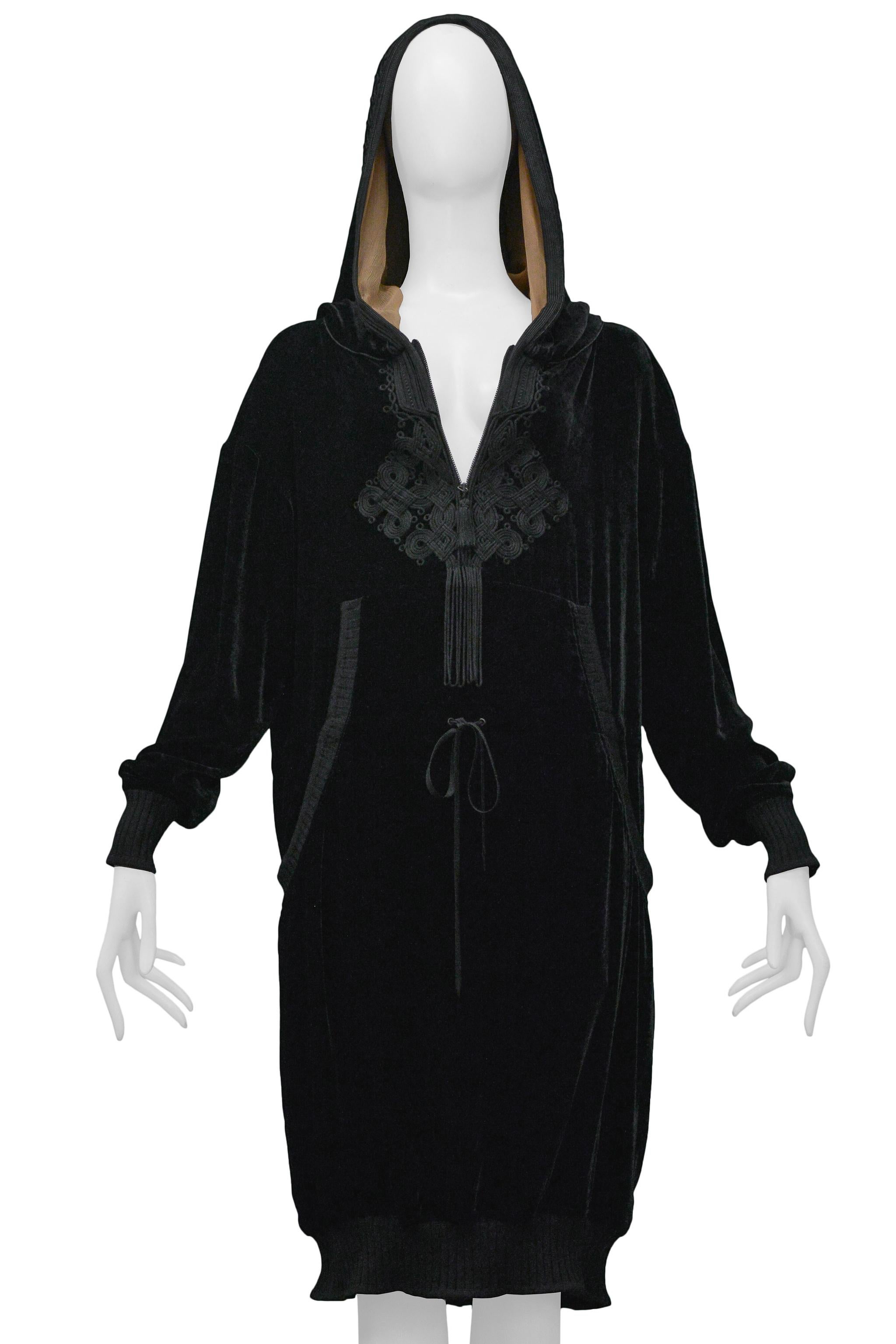 Jean Paul Gaultier Black Velvet Hoodie Tunic Dress 2010 For Sale 1
