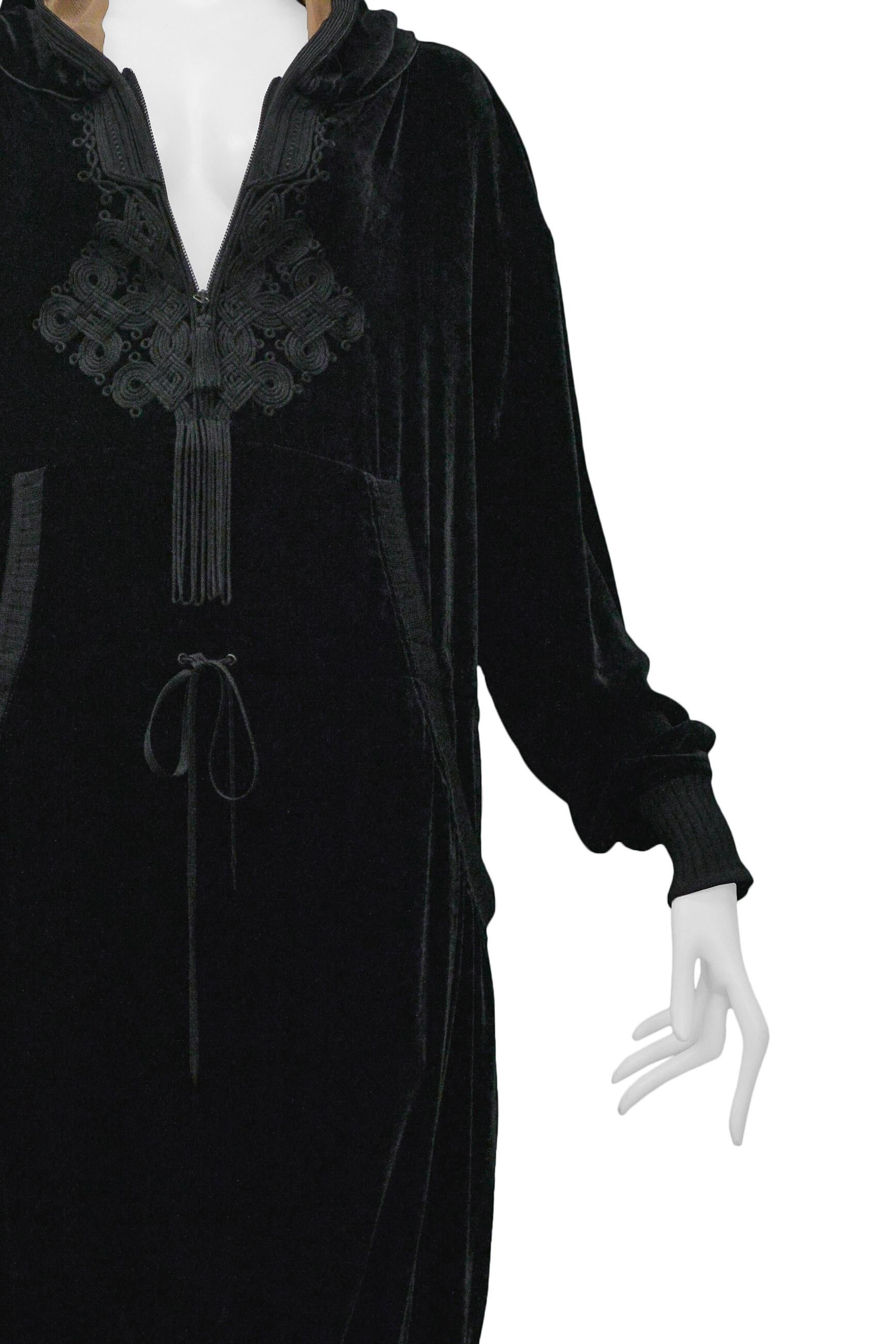 Jean Paul Gaultier Black Velvet Hoodie Tunic Dress 2010 For Sale 2