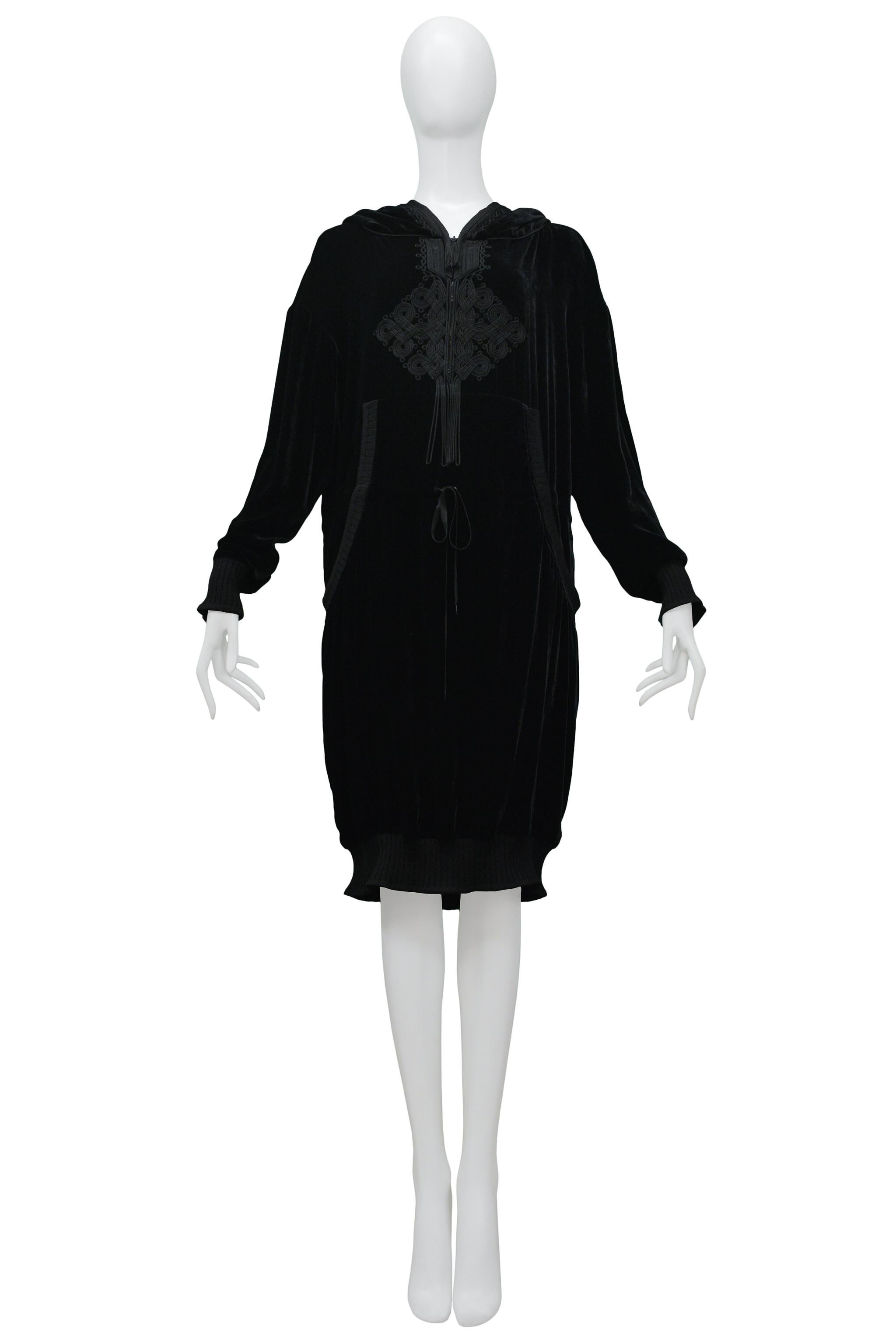 Jean Paul Gaultier Black Velvet Hoodie Tunic Dress 2010 For Sale 3