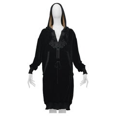Jean Paul Gaultier Black Velvet Hoodie Tunic Dress 2010
