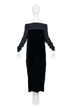 Jean Paul Gaultier Black Velvet & Knit Cold Shoulder Dress