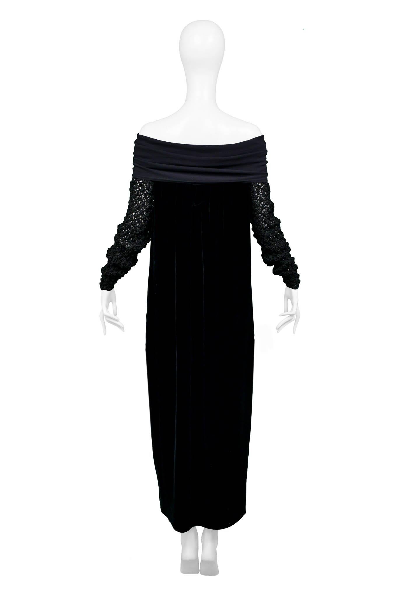 Women's Jean Paul Gaultier Black Velvet & Knit Cold Shoulder Dress For Sale
