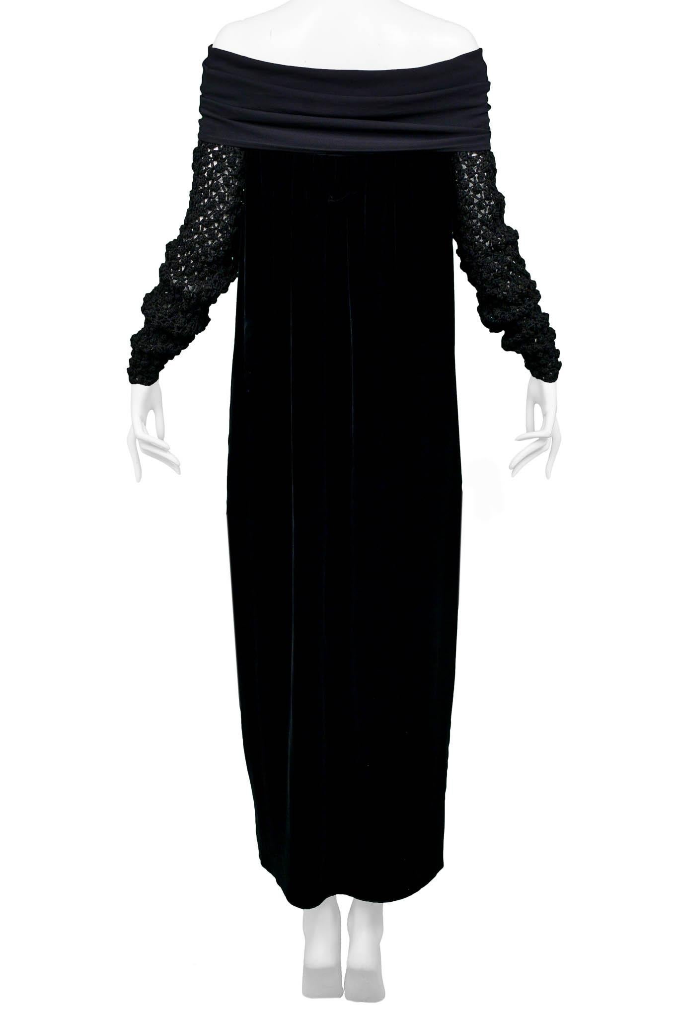 Jean Paul Gaultier Black Velvet & Knit Cold Shoulder Dress For Sale 1