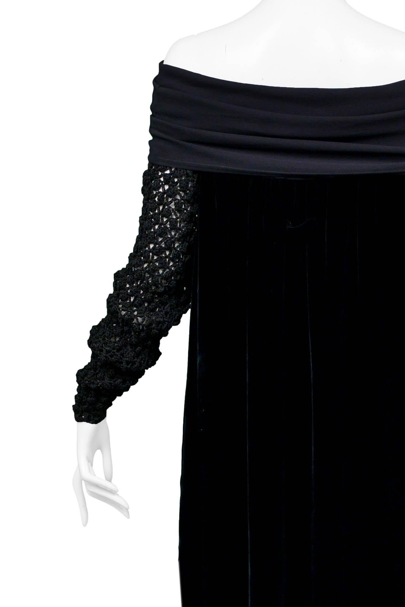 Jean Paul Gaultier Black Velvet & Knit Cold Shoulder Dress For Sale 2