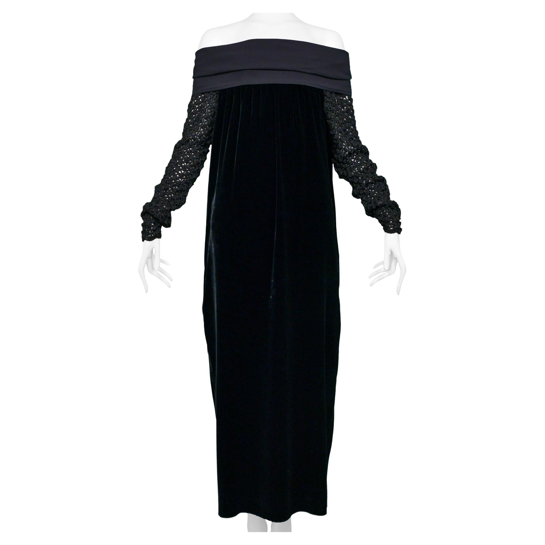 Jean Paul Gaultier Black Velvet & Knit Cold Shoulder Dress For Sale