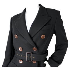 Jean Paul Gaultier Black Wool Blend Belted Double-Breasted Long Coat