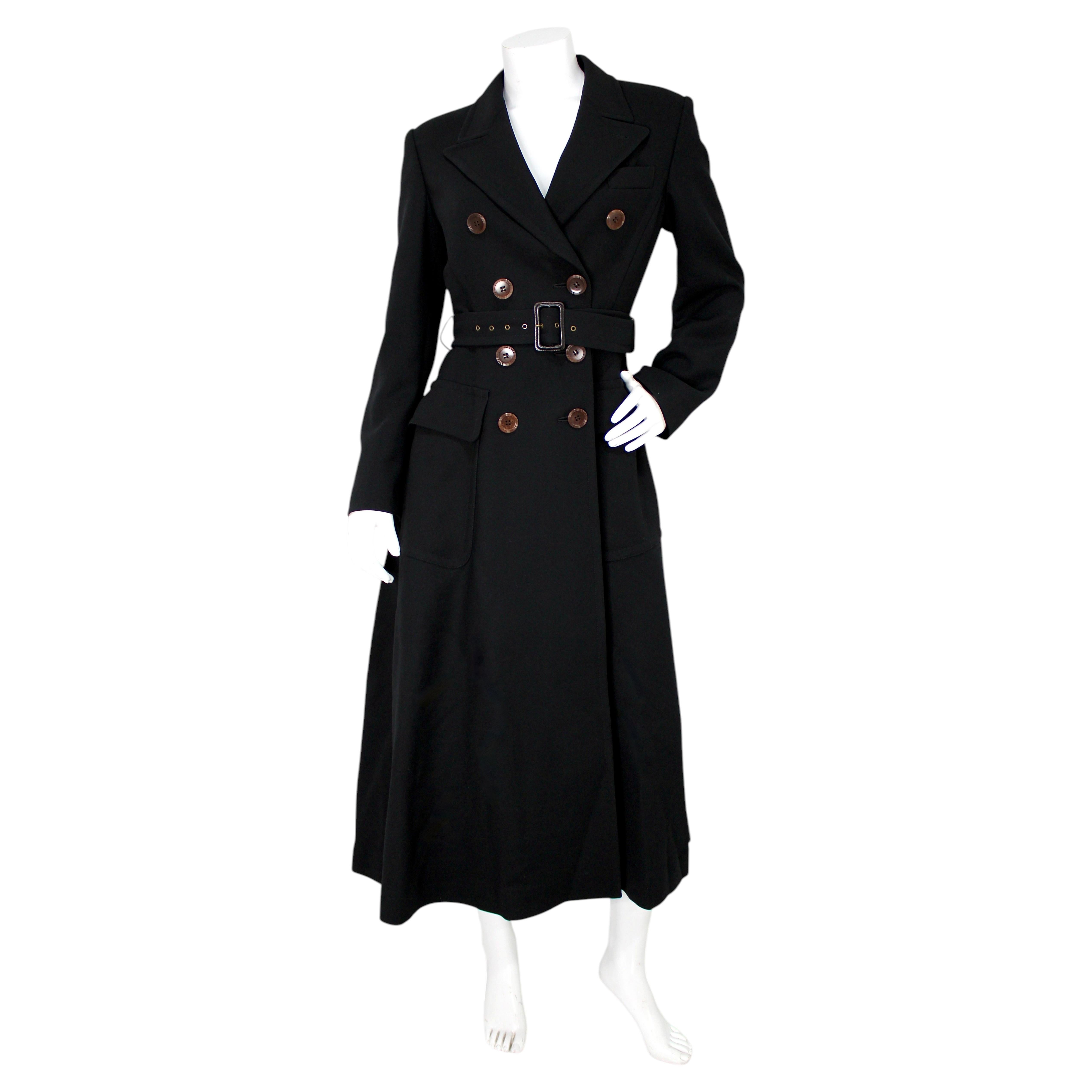 ジャケット・アウター jean paul gaultier long coat maxi length Jean Paul Gaultier Black Wool Blend Belted Double-Breasted Long