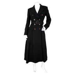 Jean Paul Gaultier Black Wool Blend Belted Double-Breasted Long Coat