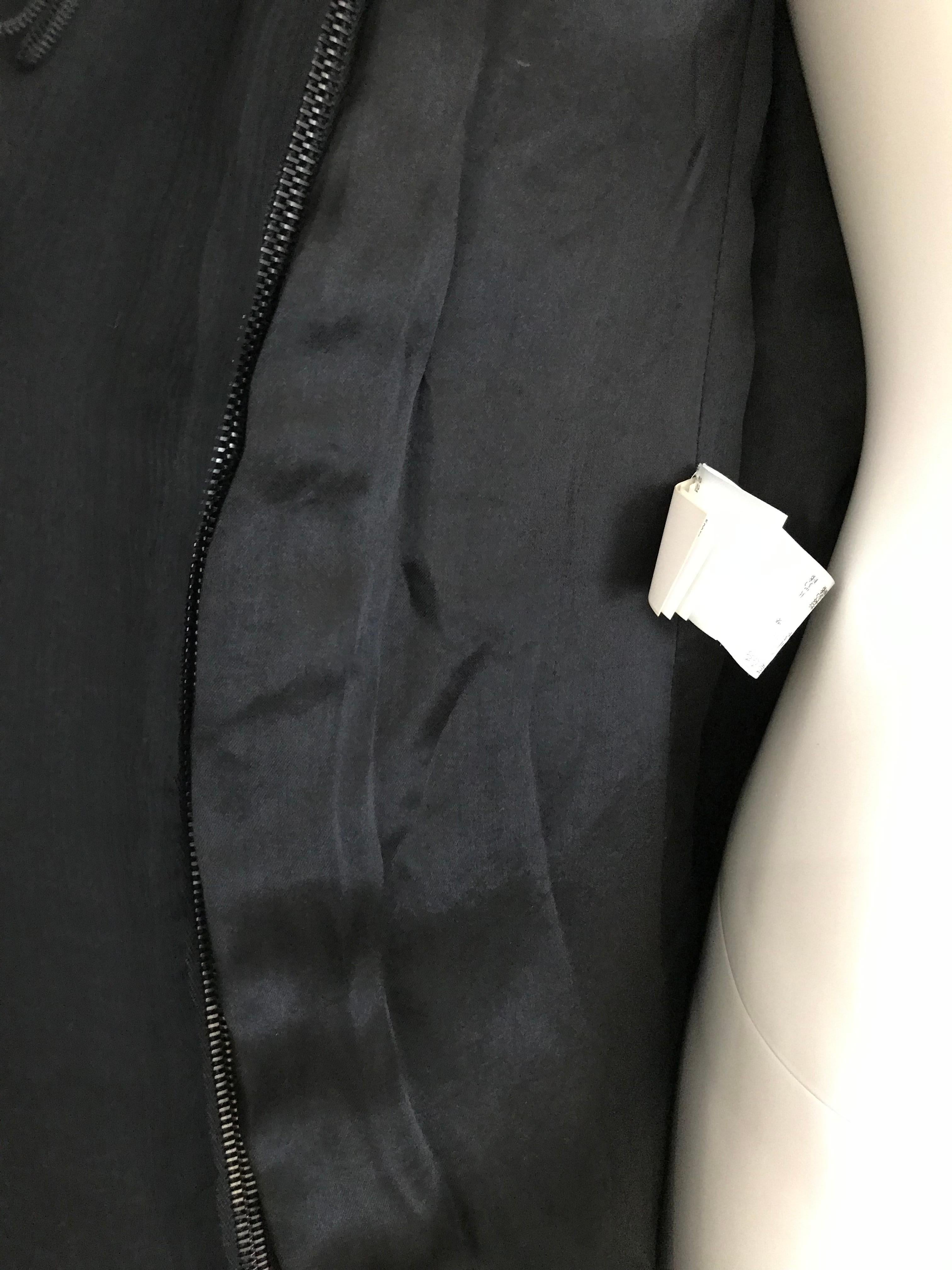 Jean Paul Gaultier Black Wool Coat with Silk Velvet Layer and Hood 8
