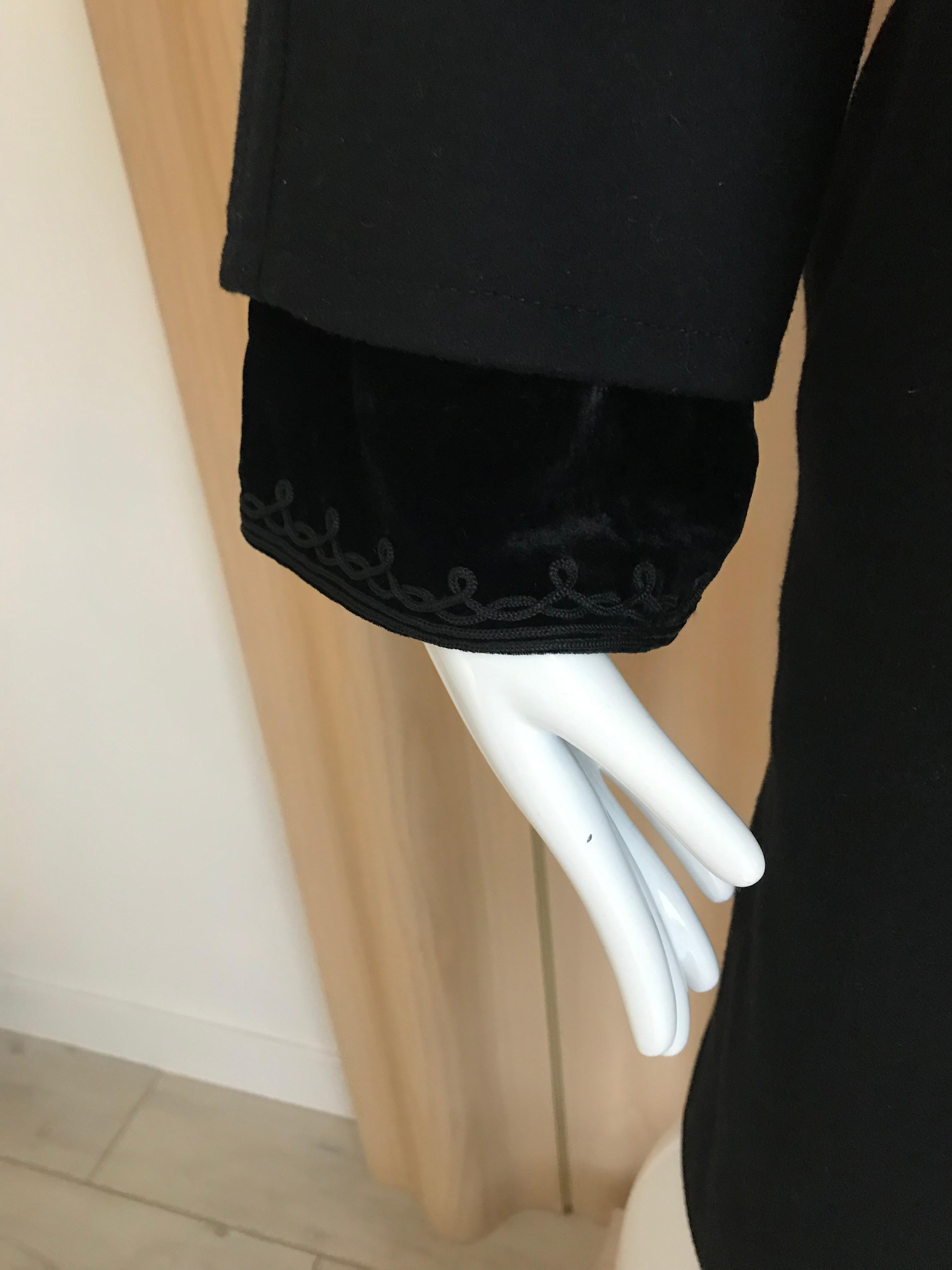 Jean Paul Gaultier Black Wool Coat with Silk Velvet Layer and Hood 2