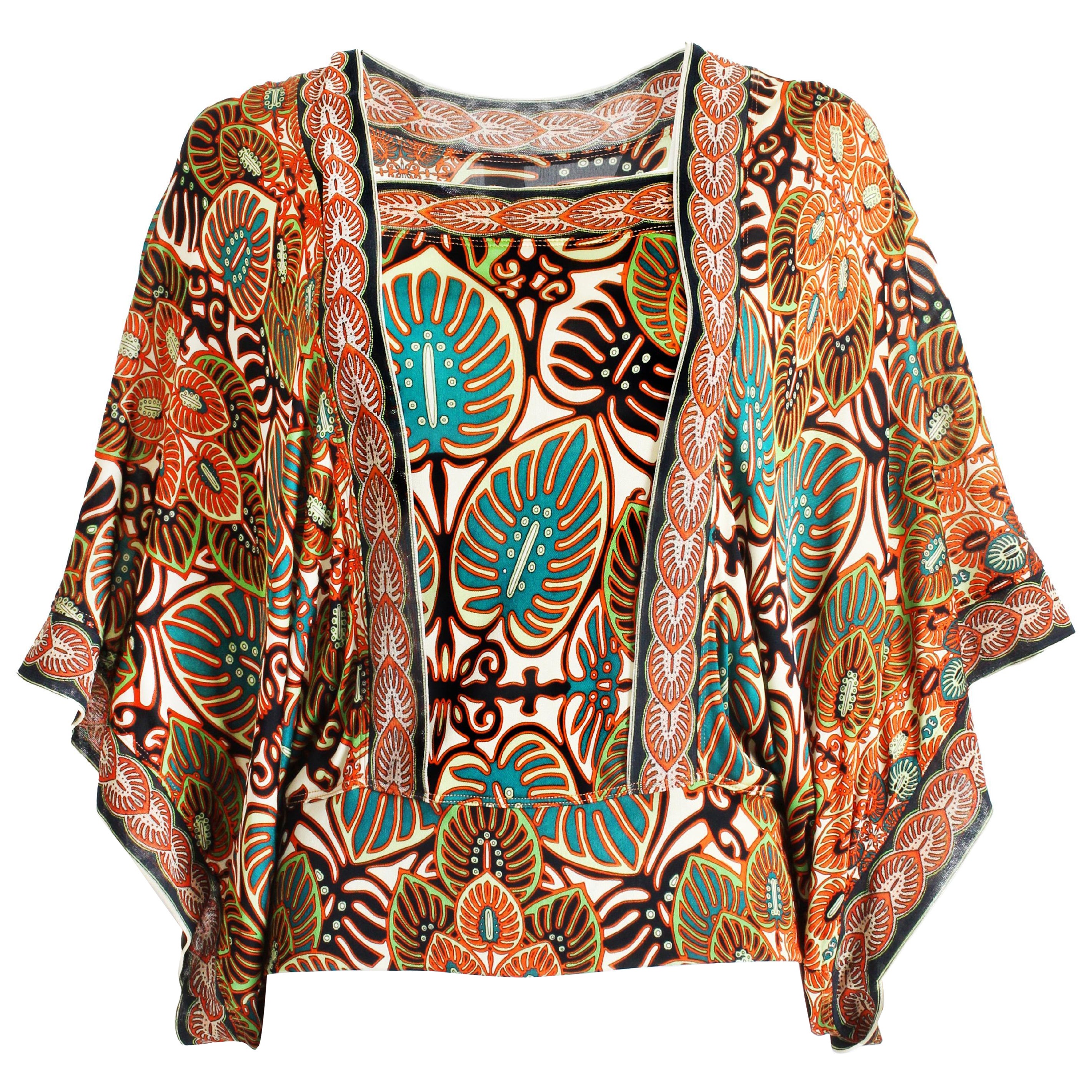 Jean Paul Gaultier Blusa Malla Manga Angel Soleil Top Estampado Paisley 90s Sz L