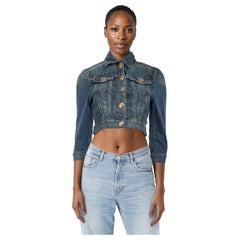 Jean Paul Gaultier Blue Cropped Denim Jacket Size L