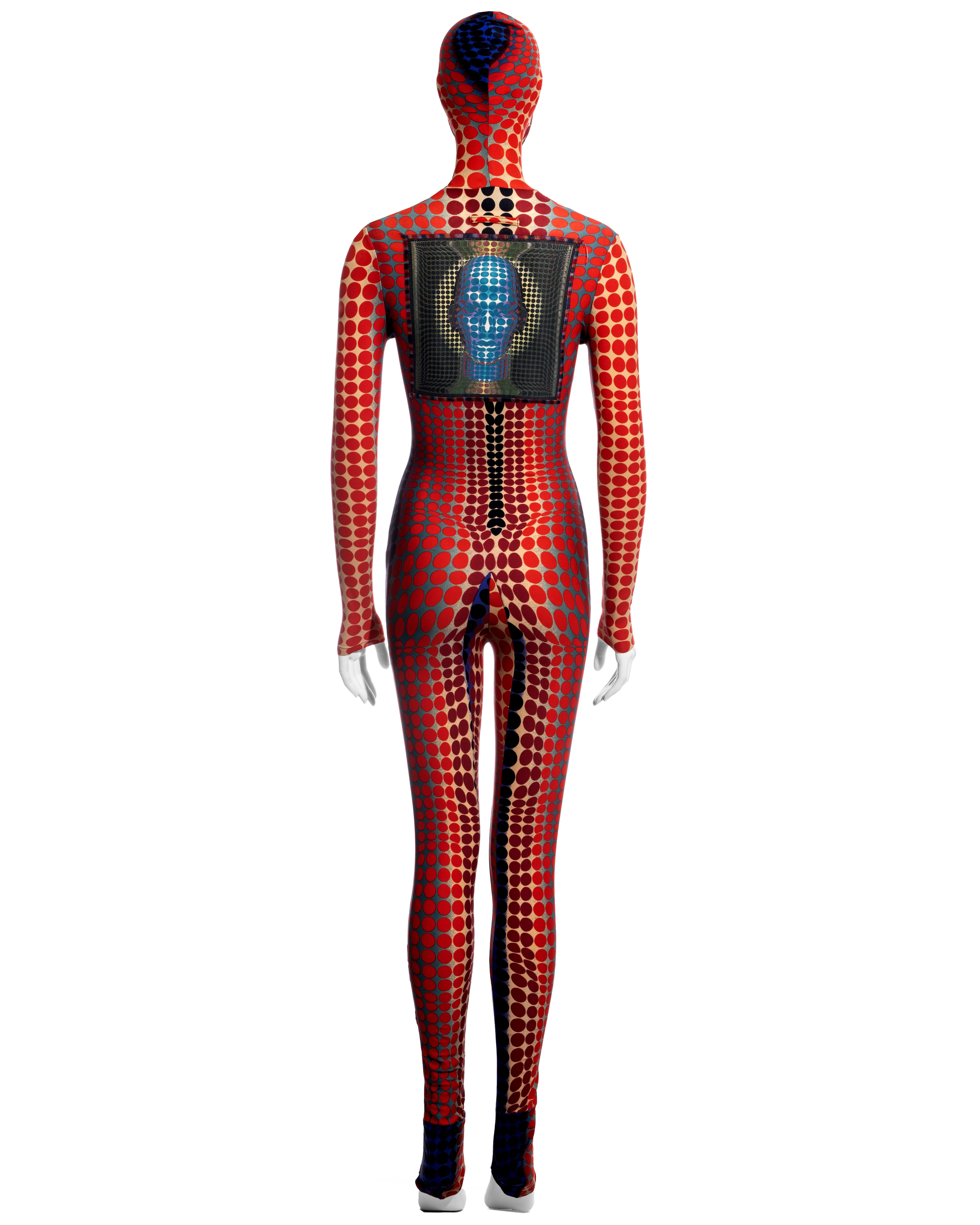 Jean Paul Gaultier, tuta con cappuccio in lycra stampata con Dot Dot Dot, fw 1995 in vendita 6