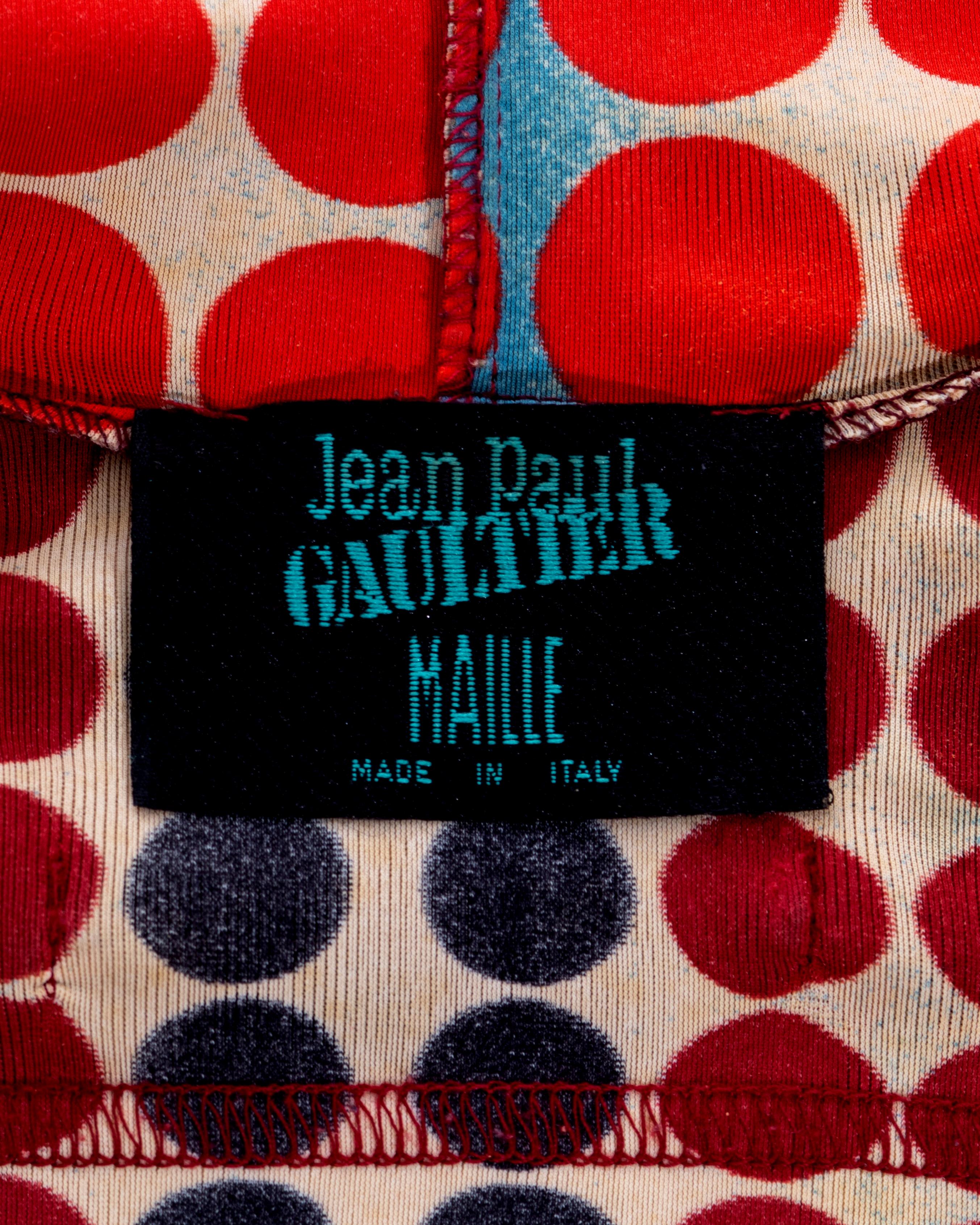 Jean Paul Gaultier, tuta con cappuccio in lycra stampata con Dot Dot Dot, fw 1995 in vendita 10