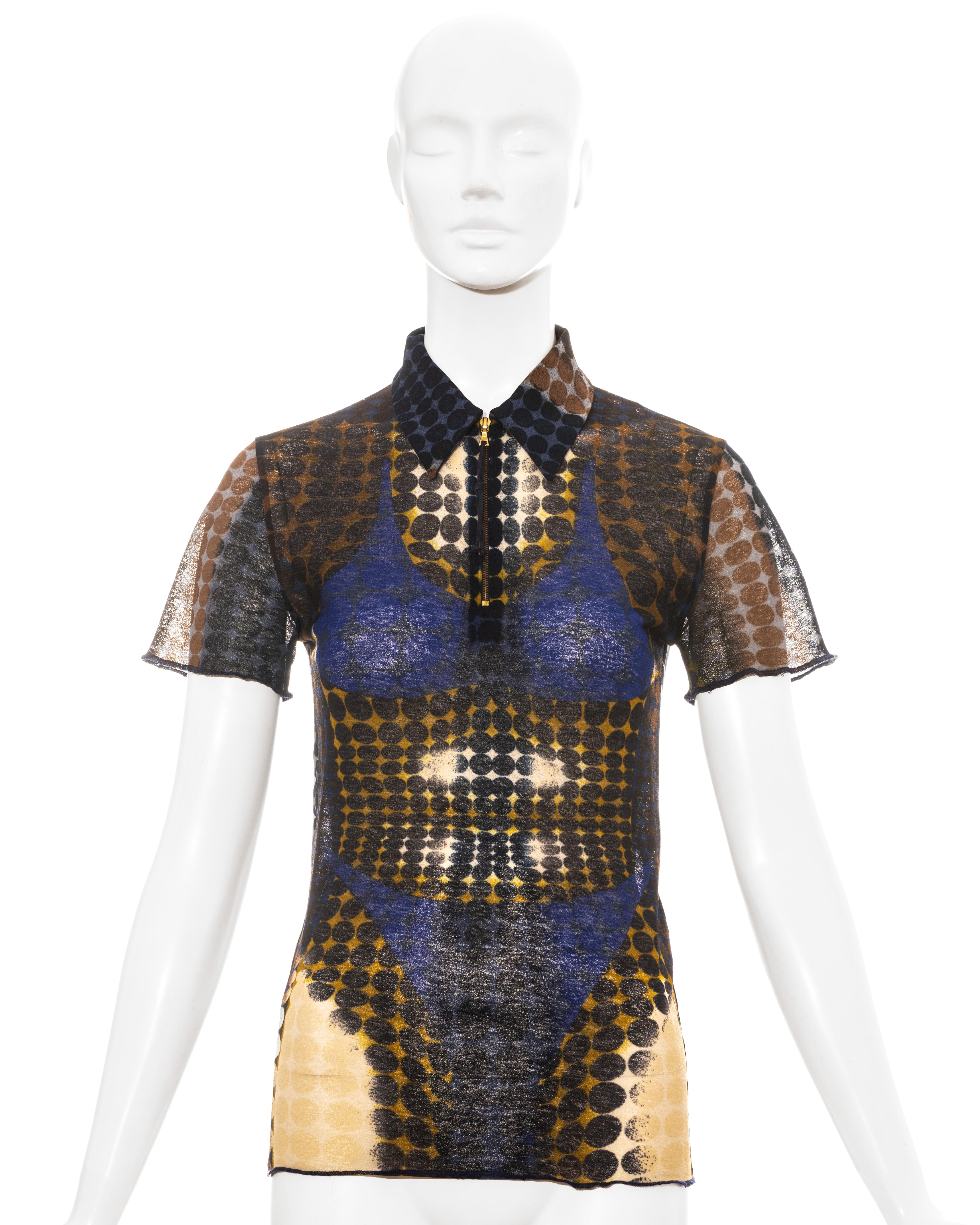 Jean Paul Gaultier blue cyber dots mesh polo shirt

Fall-Winter 1995
