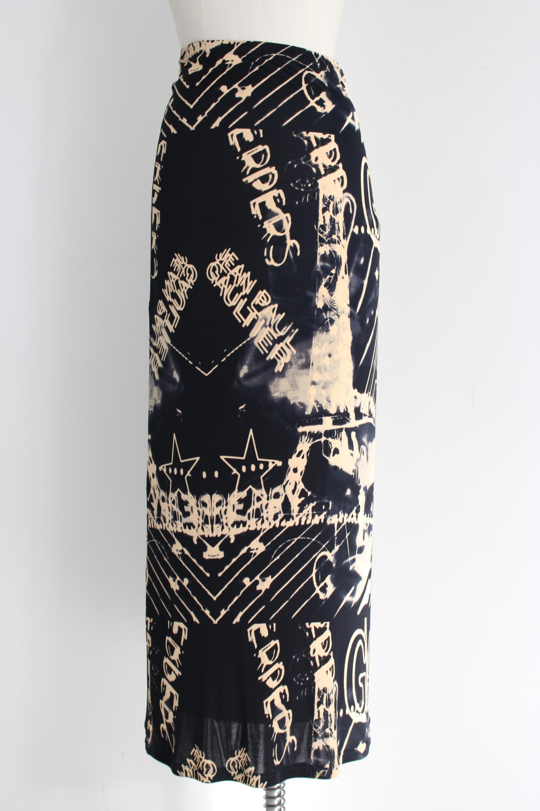 Jean Paul Gaultier Blue Navy Beige Skirt Suit Dress Monogram Graffiti 1998 2
