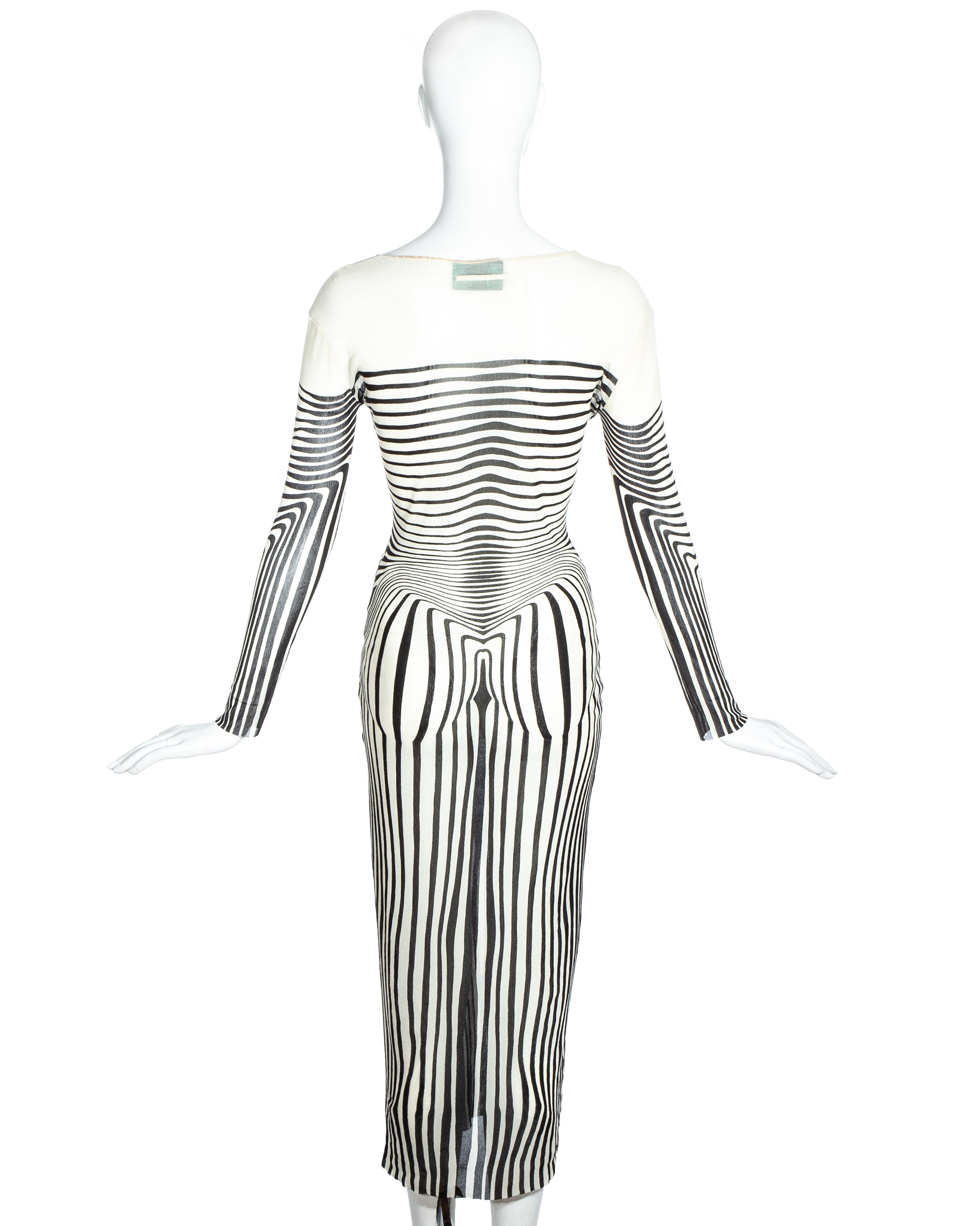 Gray Jean Paul Gaultier body contour printed nylon mesh evening dress, ss 1996