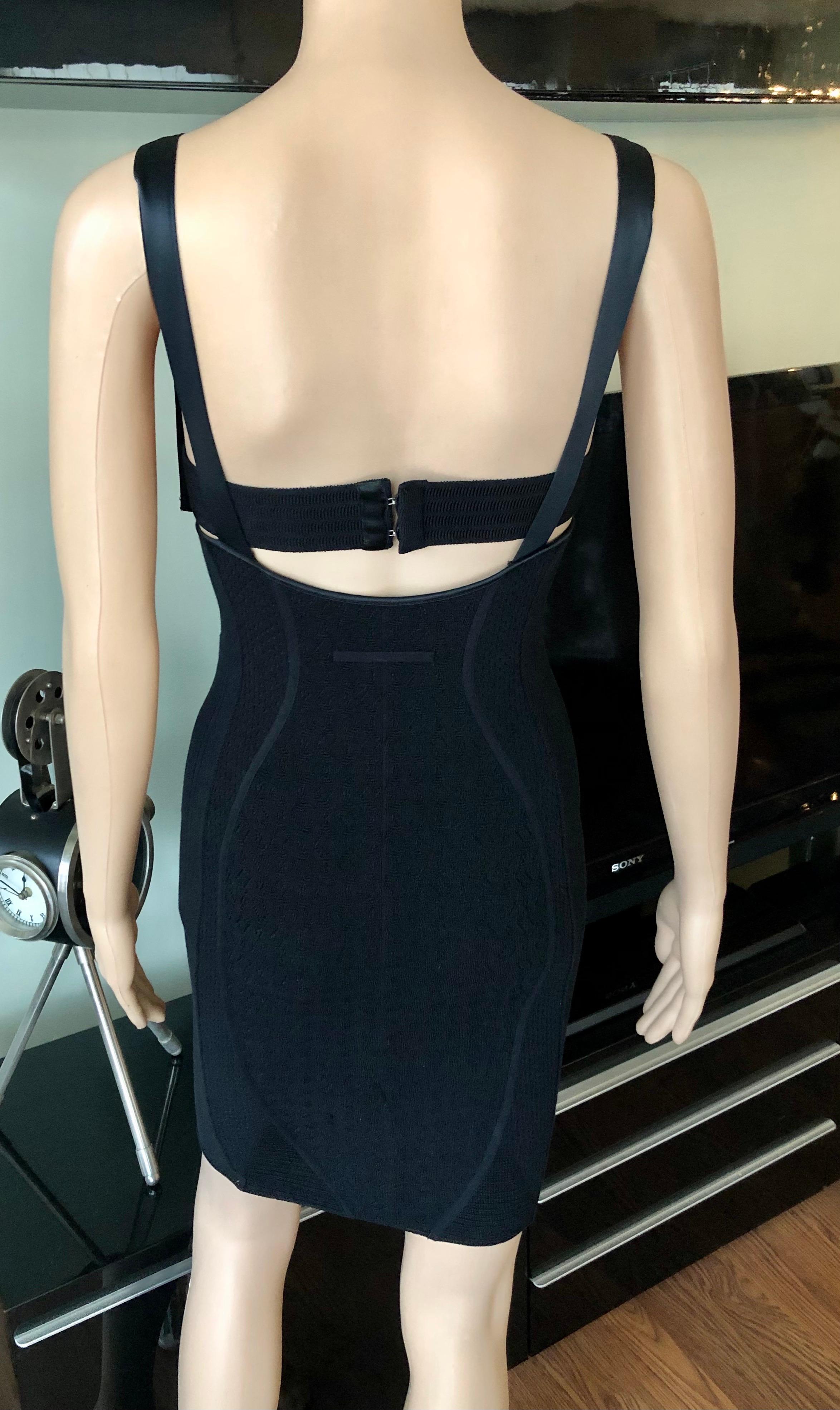 Jean Paul Gaultier Bondage Cone Bra Bodycon Knit Black Mini Dress 2
