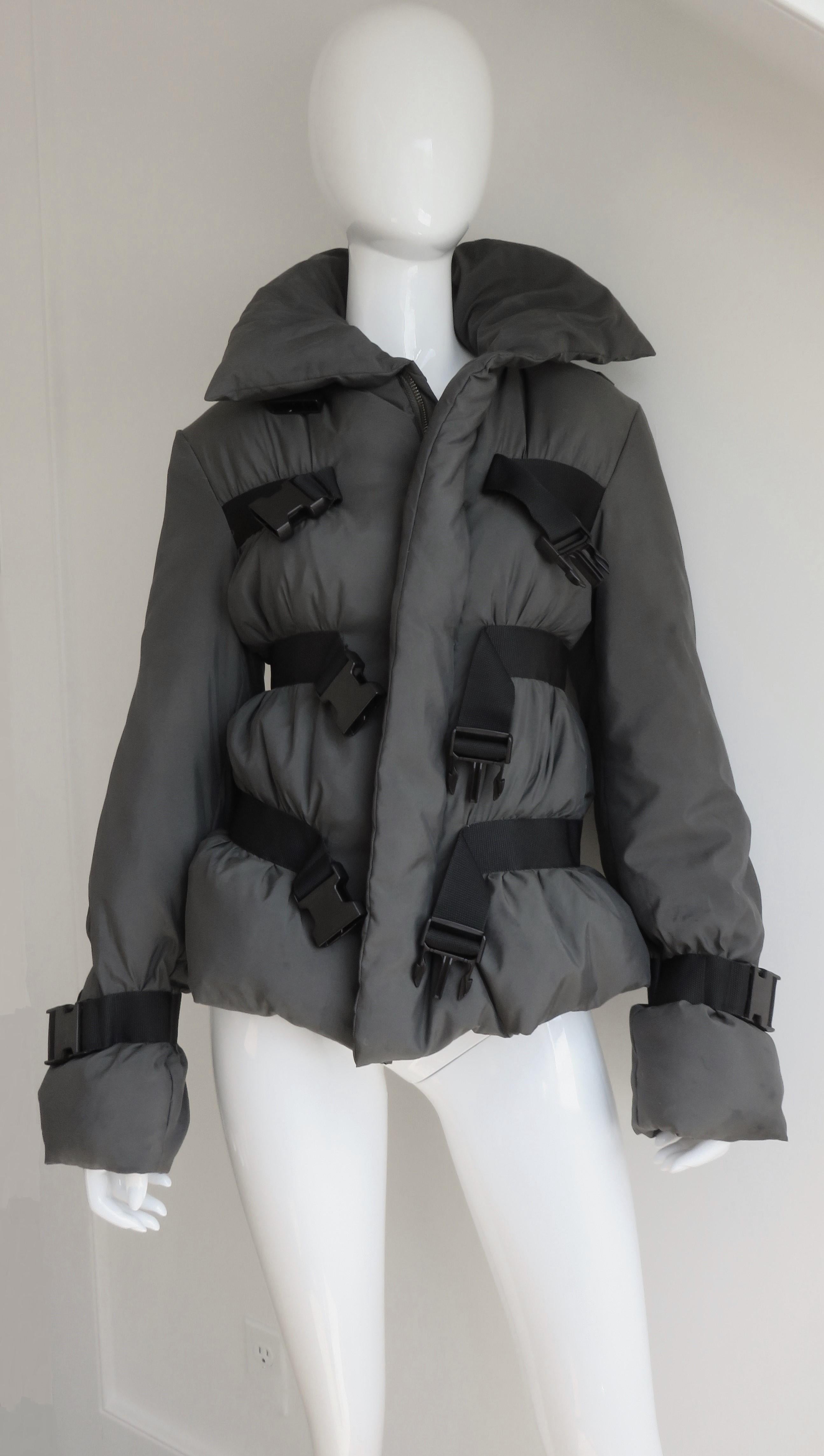 Noir Jean Paul Gaultier Puff Jacket à bretelles