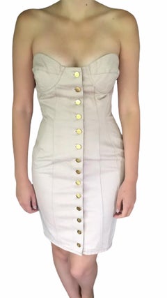 Jean Paul Gaultier Bra Cups Corset Denim Mini Dress