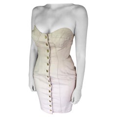 Jean Paul Gaultier Bra Cups Corset Denim Mini Dress