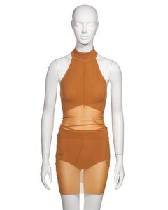 Jean Paul Gaultier Bronze Mesh Top and Mini Skirt Set, ss 1996