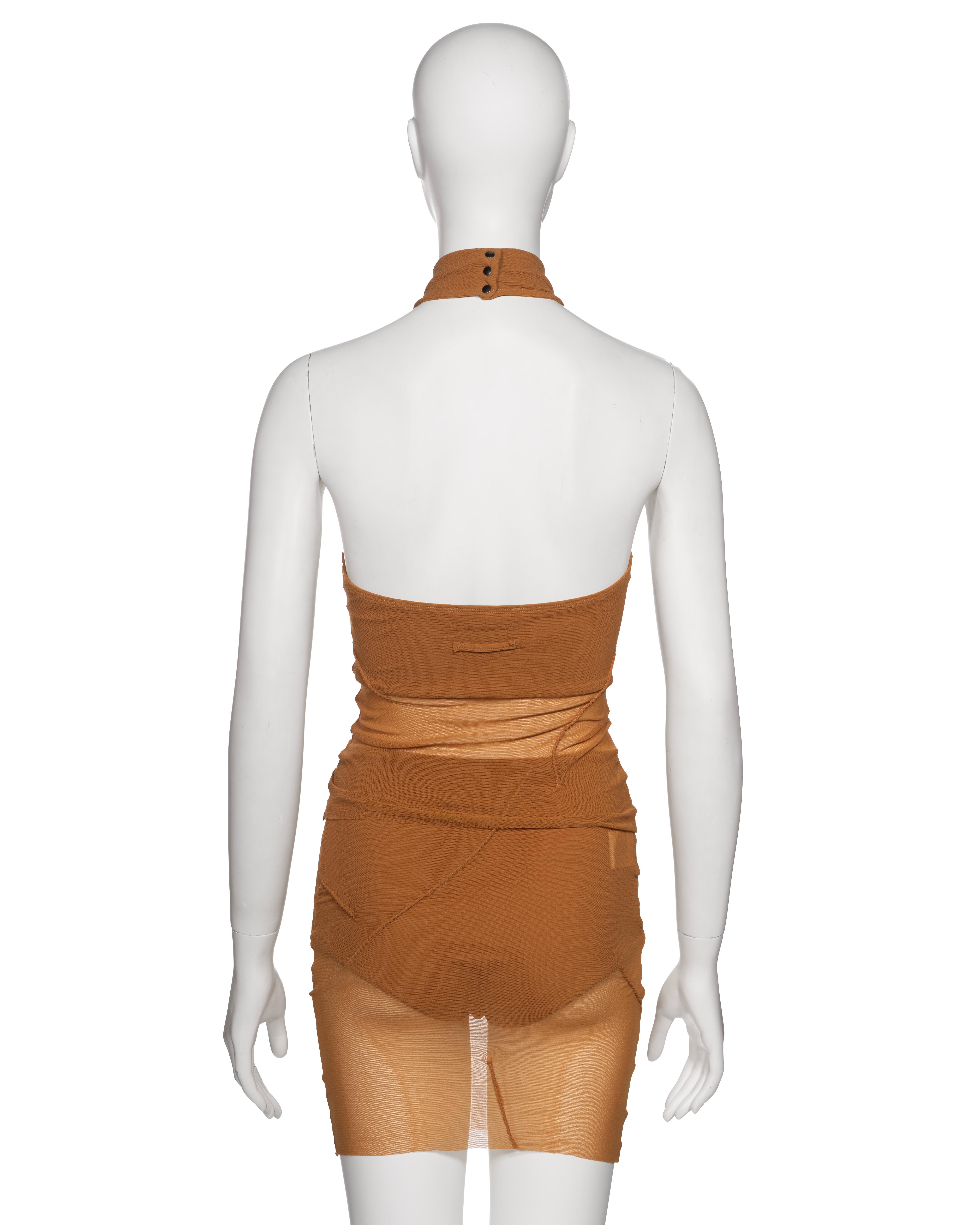 Jean Paul Gaultier Bronze Mesh Top and Mini Skirt Set, ss 1996 3