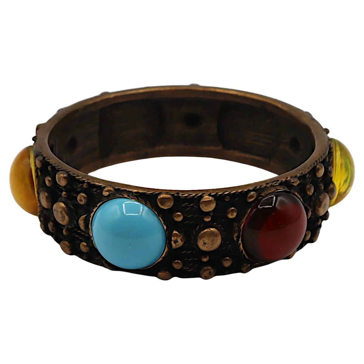 JEAN PAUL GAULTIER Bronzefarbener Glas-Cabochons-Armreif