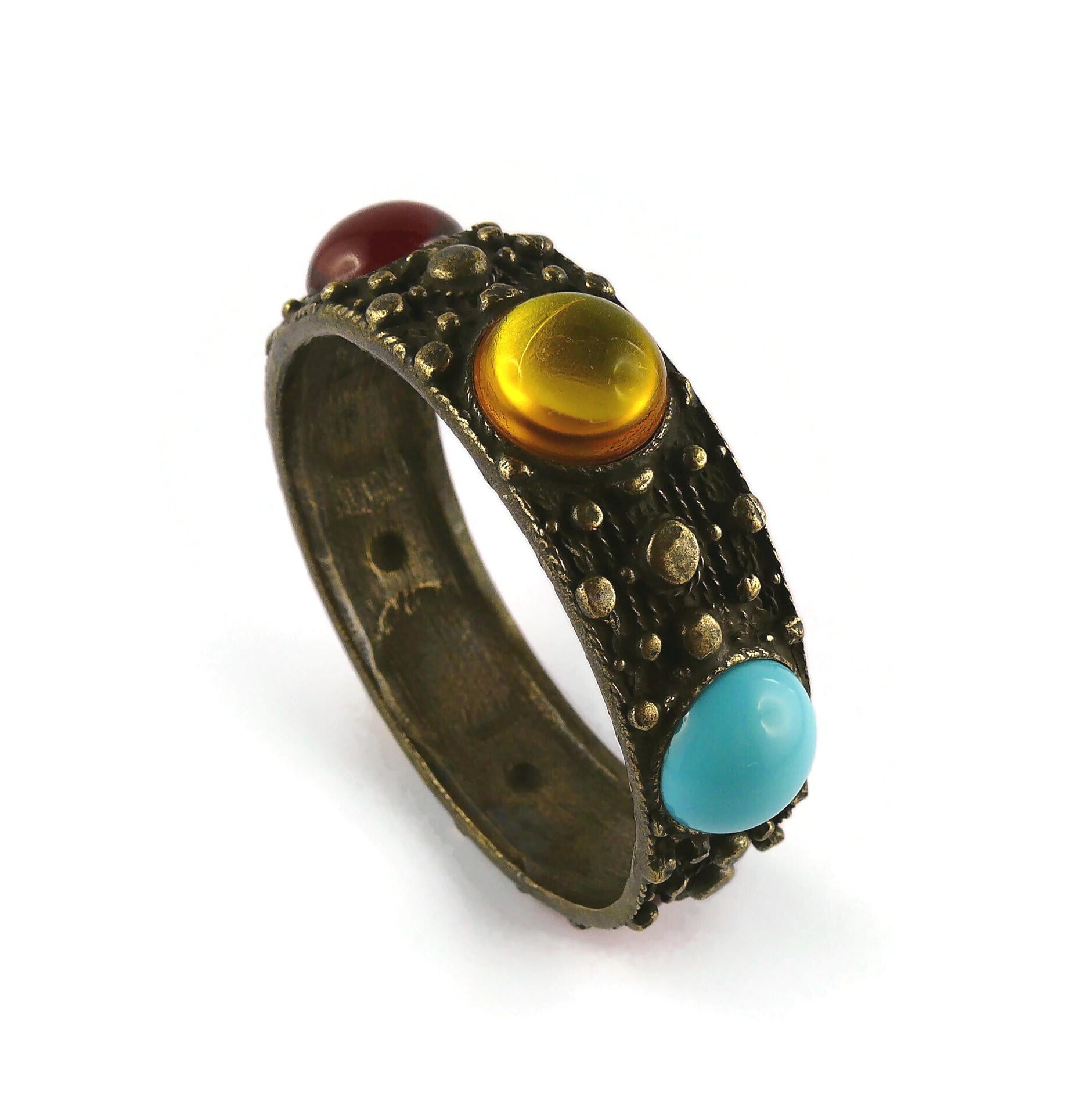 Jean Paul Gaultier Bronze Toned Glass Cabochons Bracelet In Excellent Condition For Sale In Nice, FR