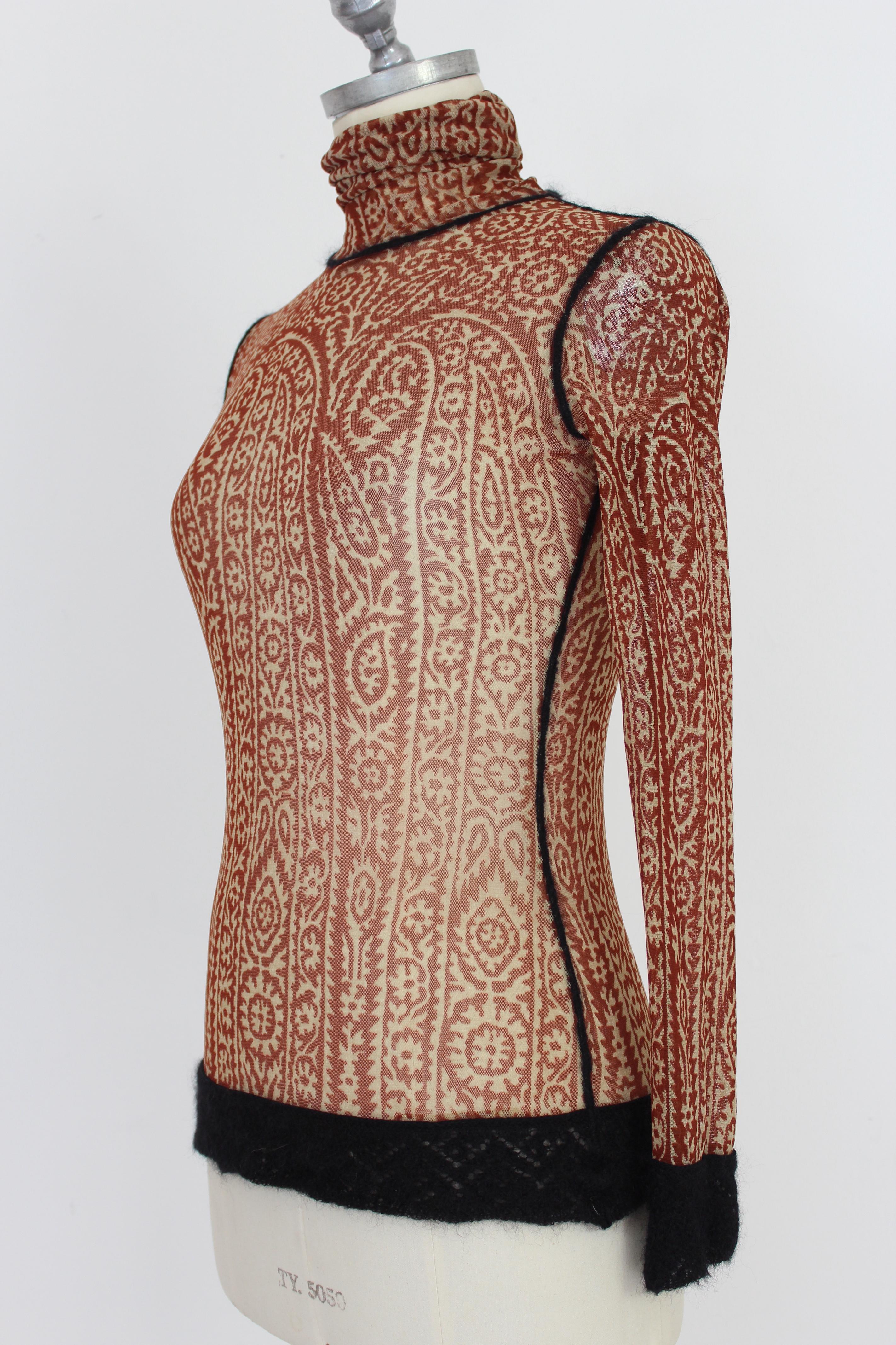 Jean Paul Gaultier Brown Beige Transparent Mesh Shirt In Excellent Condition In Brindisi, Bt