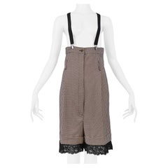 Jean Paul Gaultier Brown Check High Waisted Suspender Shorts